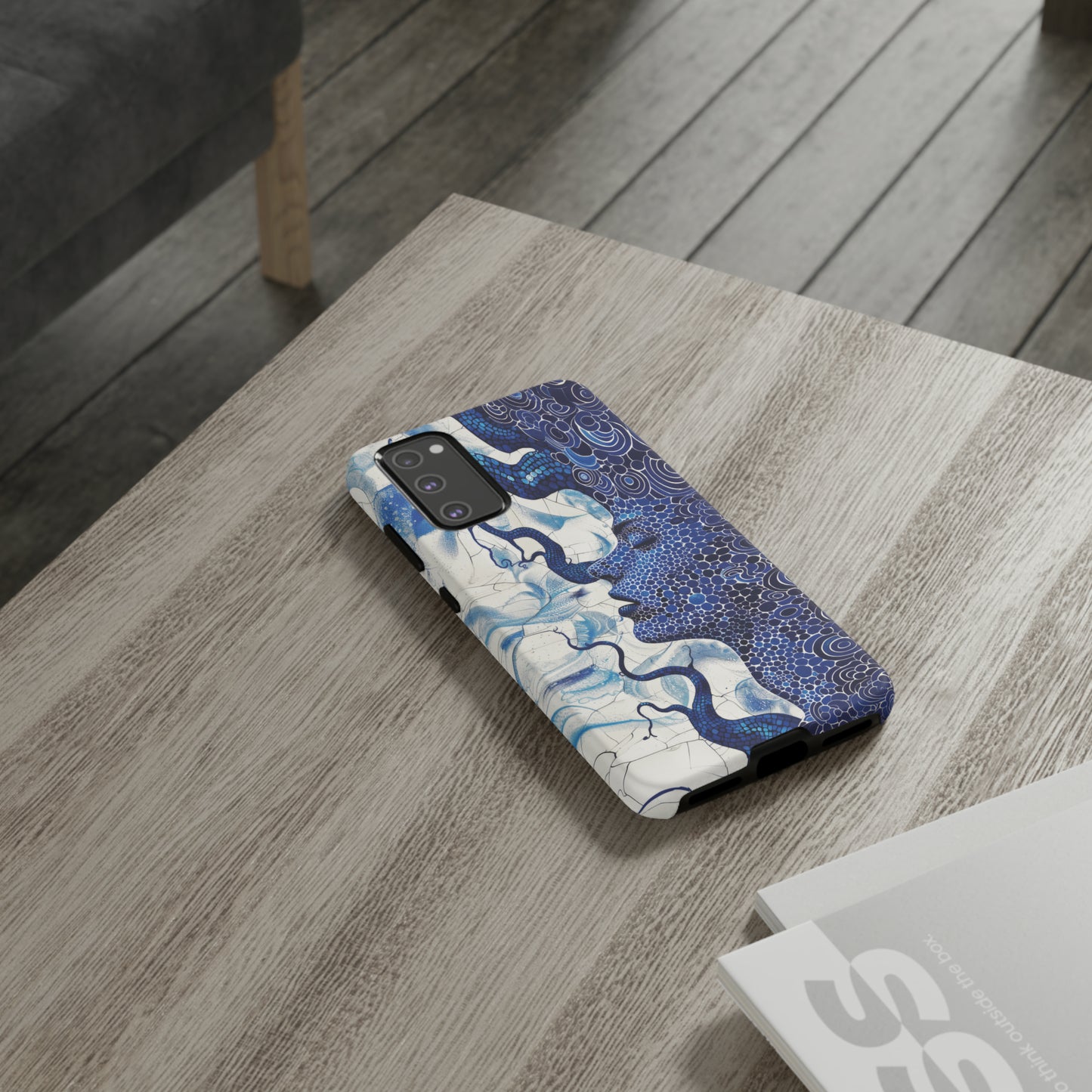 Phone Case, blue woman Artistic design, Tough Case, Colorful whimsical fantasy design, iPhone 15, 14, 13, 12, 11, Samsung, Pixel