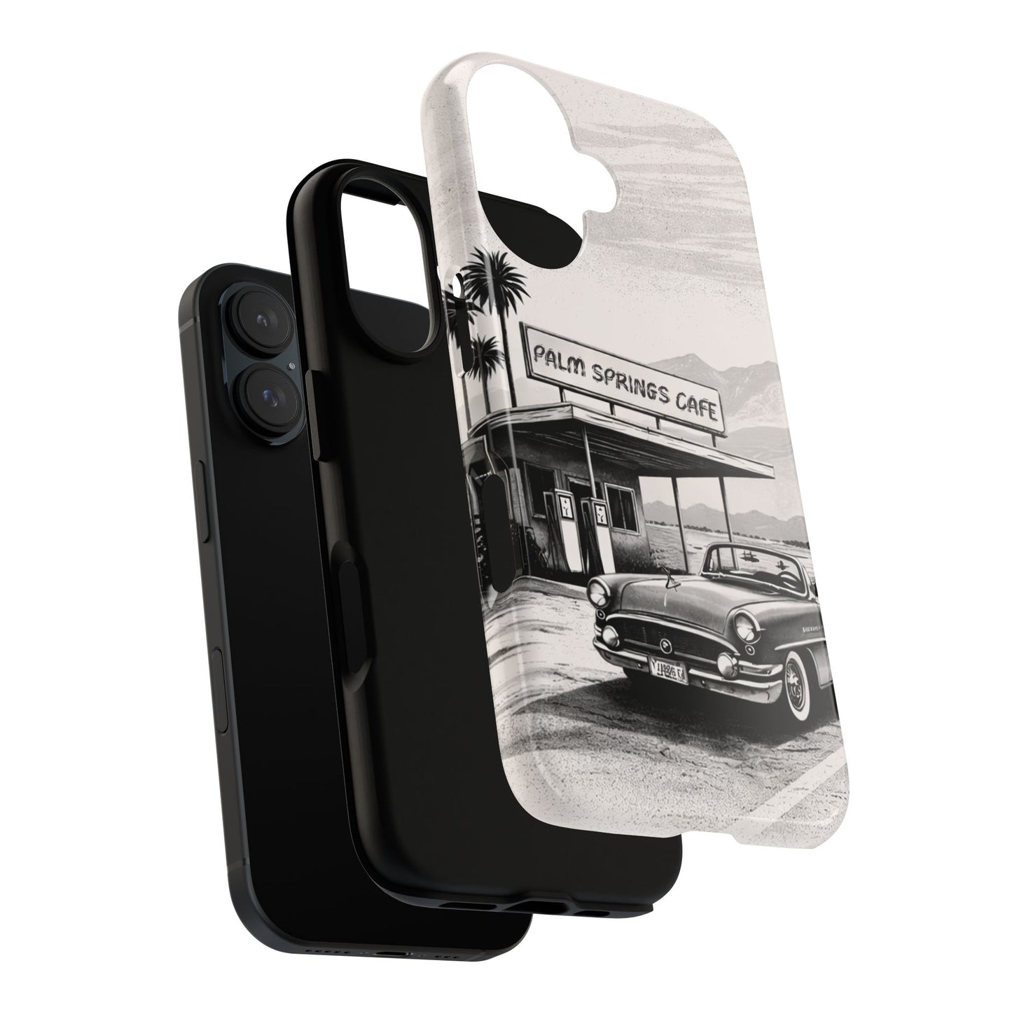 Vintage Palm Springs Cafe Phone Case – Retro Convertible Roadtrip Design