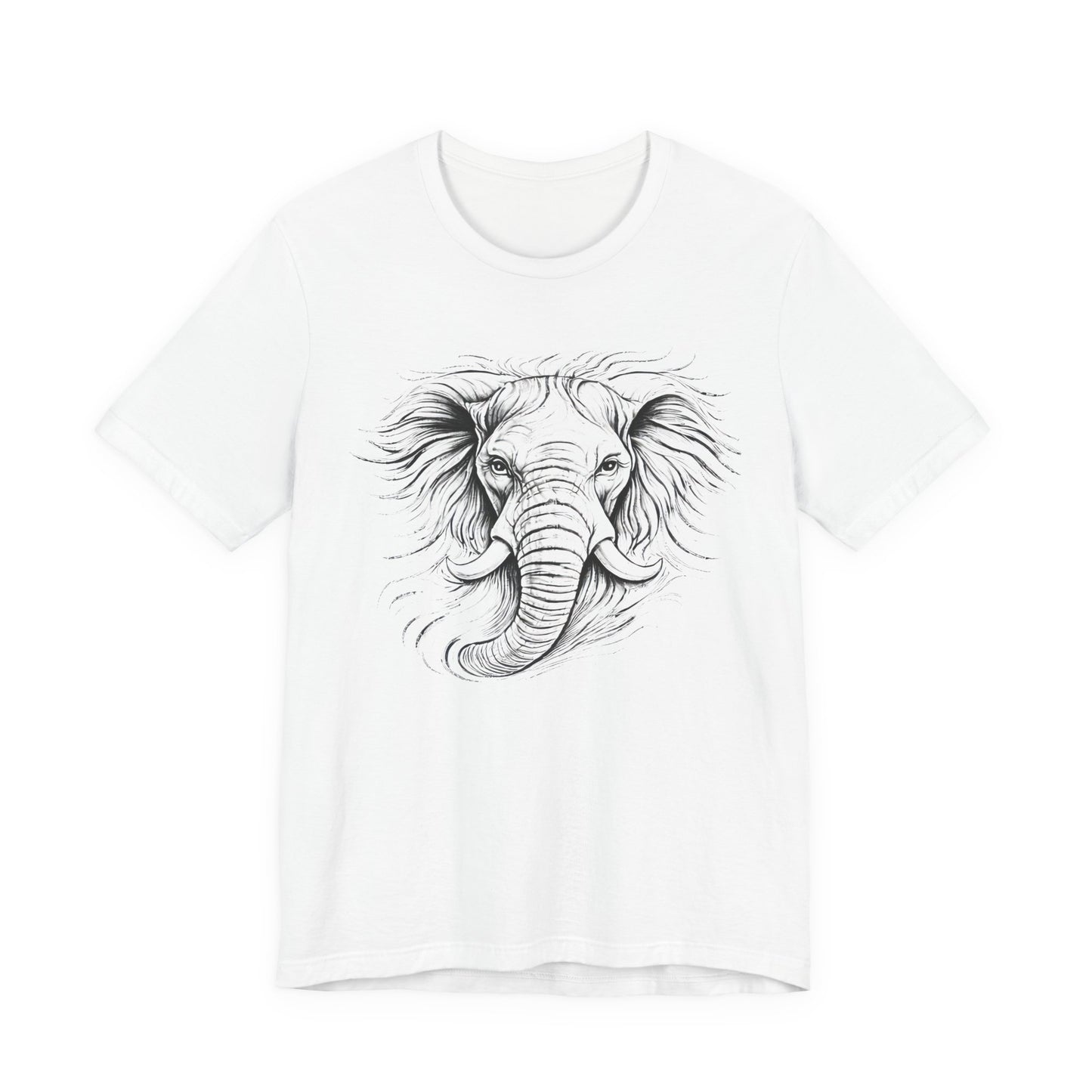Elephant Sketch T-Shirt — Detailed Hand-Drawn in charcoal style, Elephant Graphic Tee