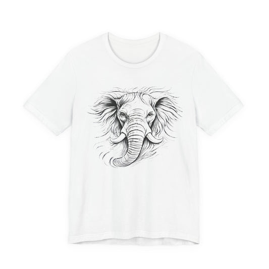 Elephant Sketch T-Shirt — Detailed Hand-Drawn in charcoal style, Elephant Graphic Tee