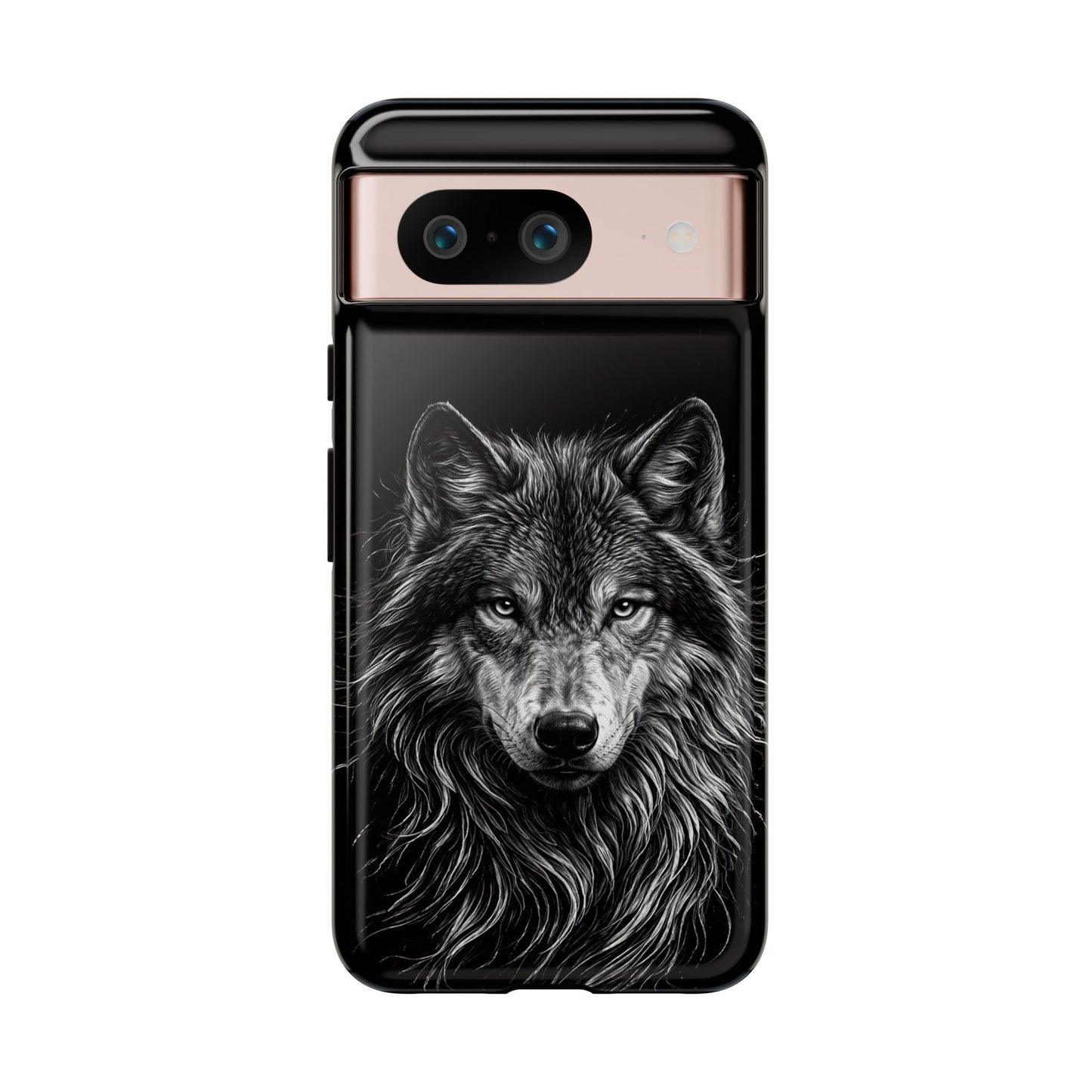 Wolf drawing Phone Case - Tough and Stylish Black Design