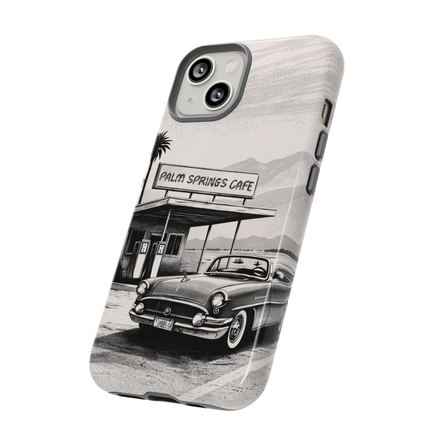 Vintage Palm Springs Cafe Phone Case – Retro Convertible Roadtrip Design