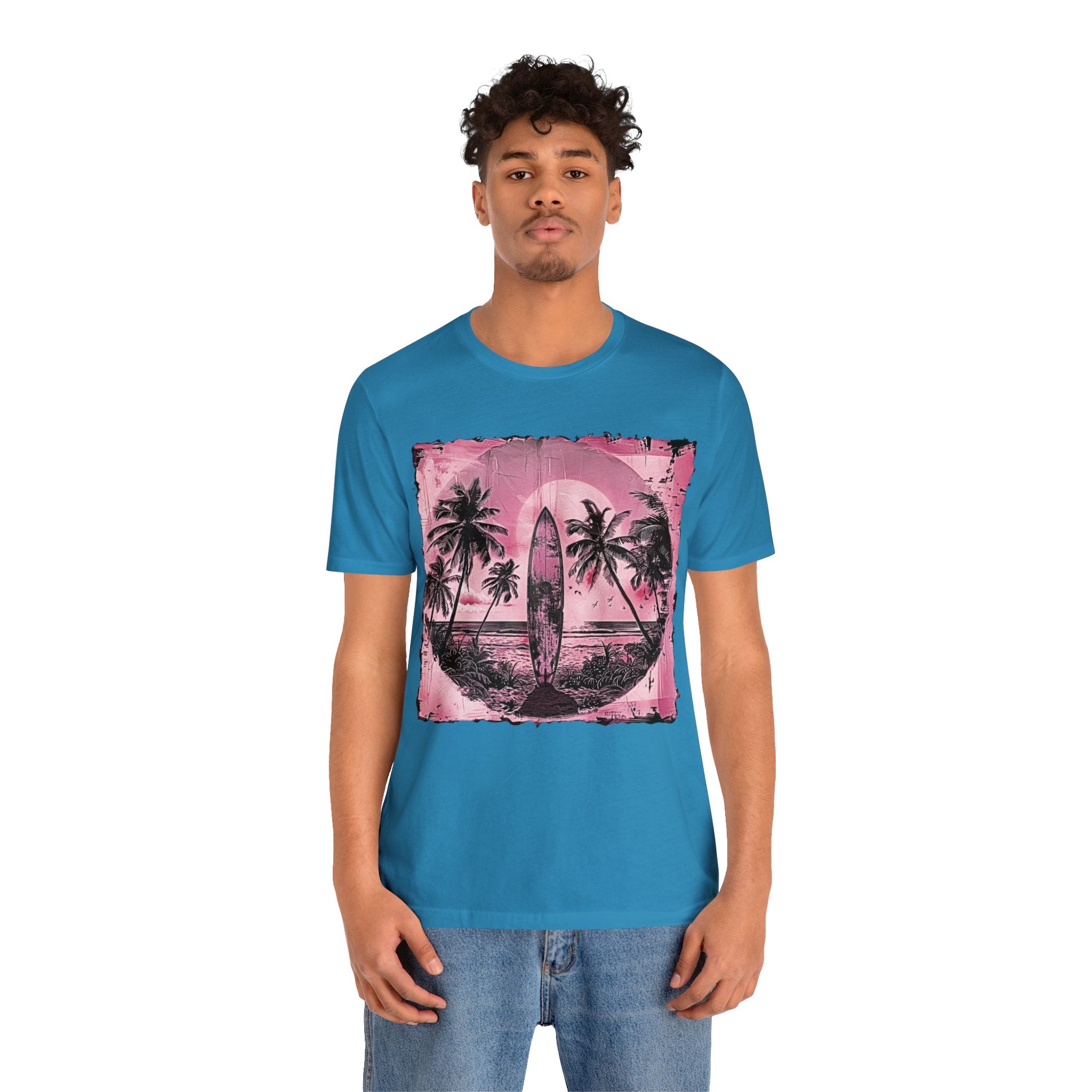 Pink vintage surfboard Unisex Jersey Short Sleeve Tee