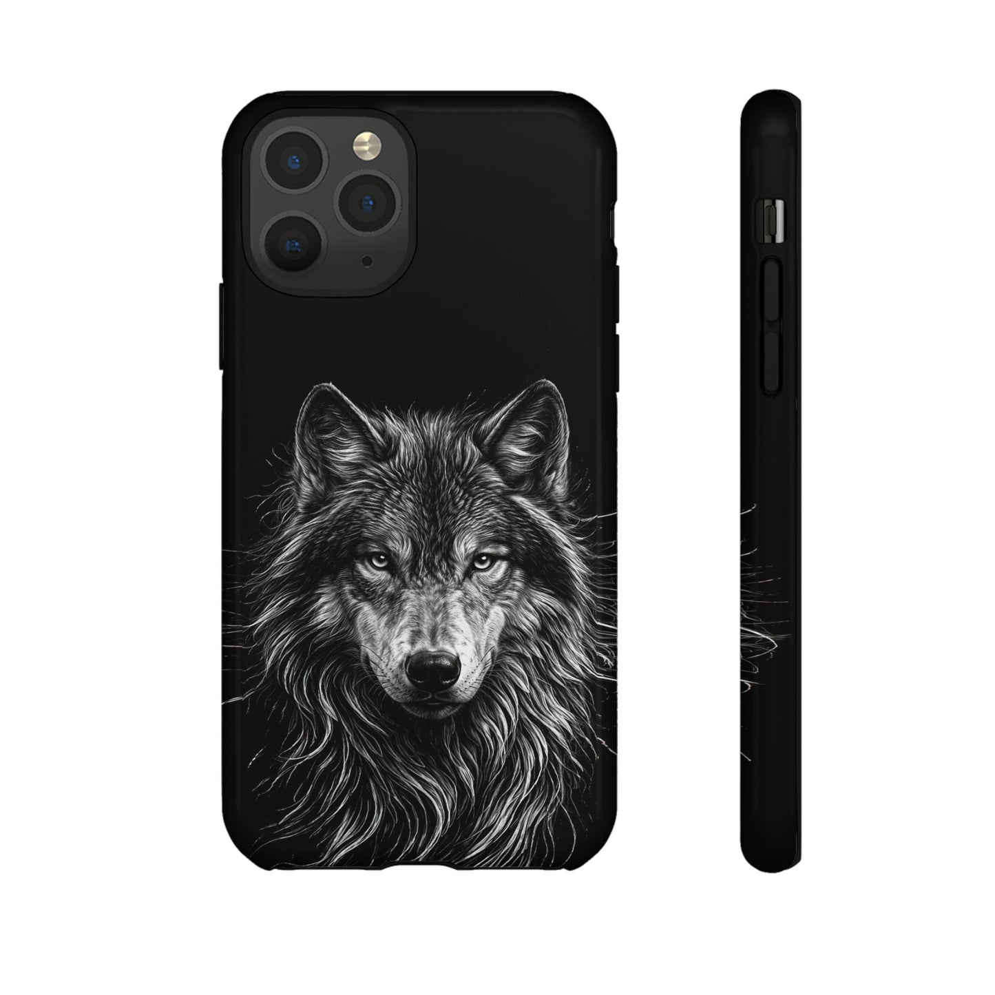 Wolf drawing Phone Case - Tough and Stylish Black Design