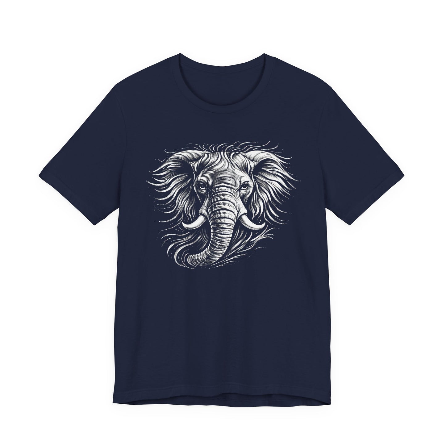 Elephant Head Graphic Tee — Detailed Monochrome in chalk drawing style Wildlife T-Shirt