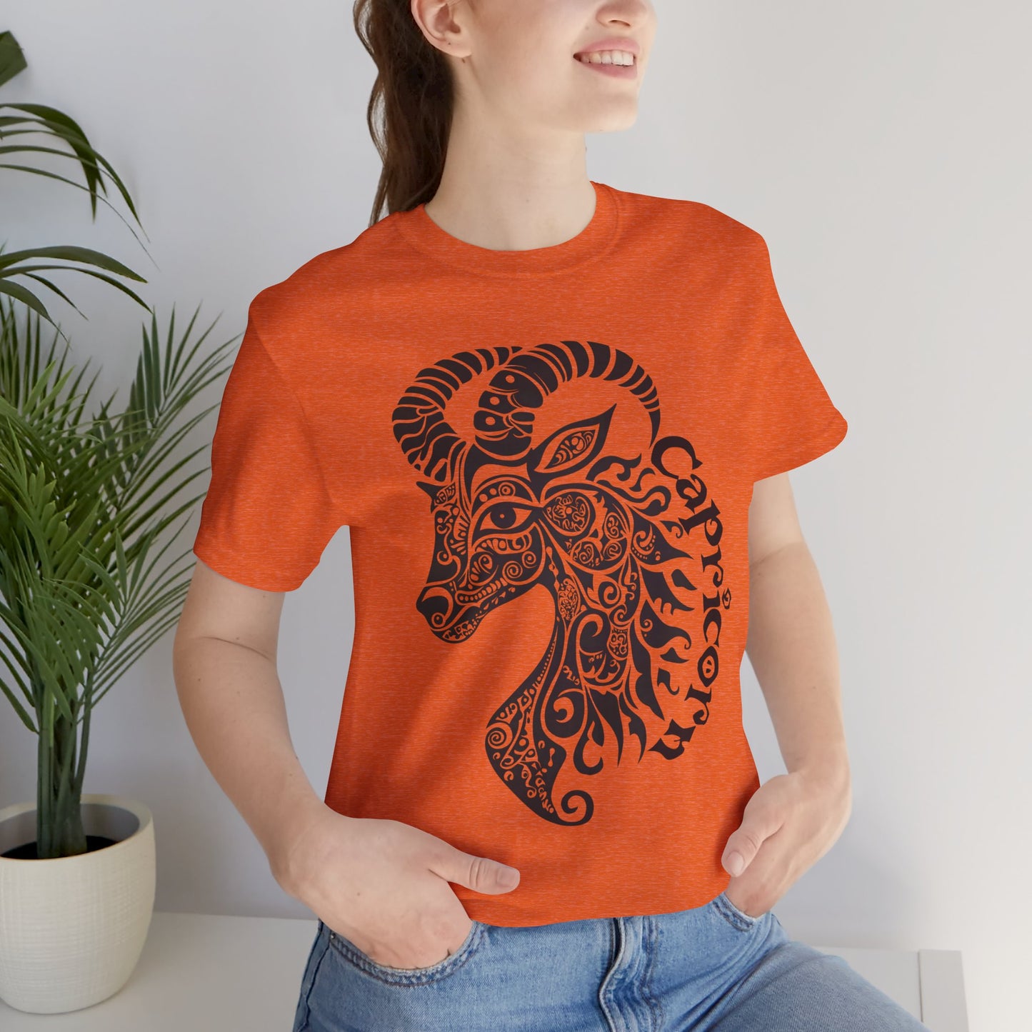 Capricorn with black graphic Unisex Jersey Short Sleeve Tee