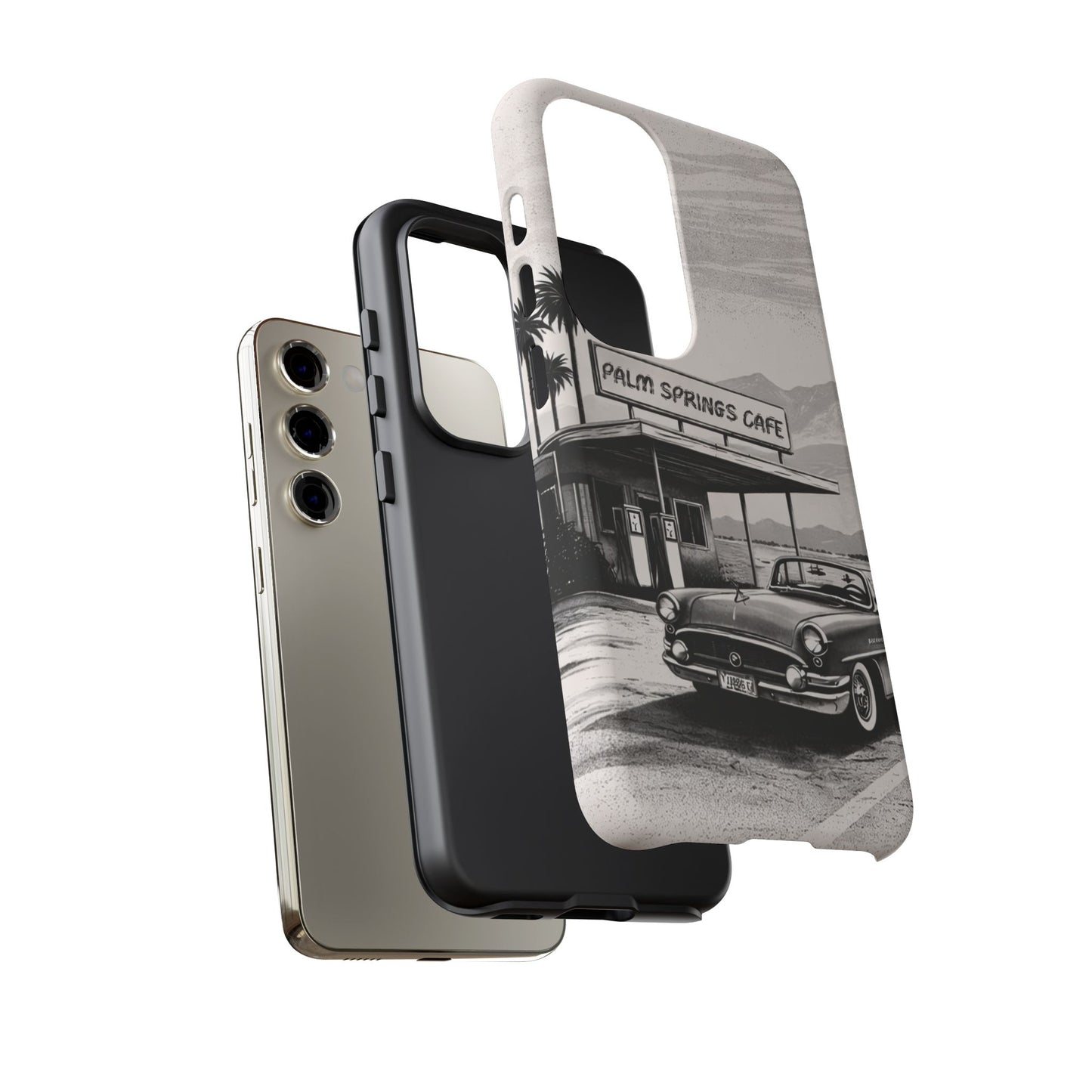 Vintage Palm Springs Cafe Phone Case – Retro Convertible Roadtrip Design
