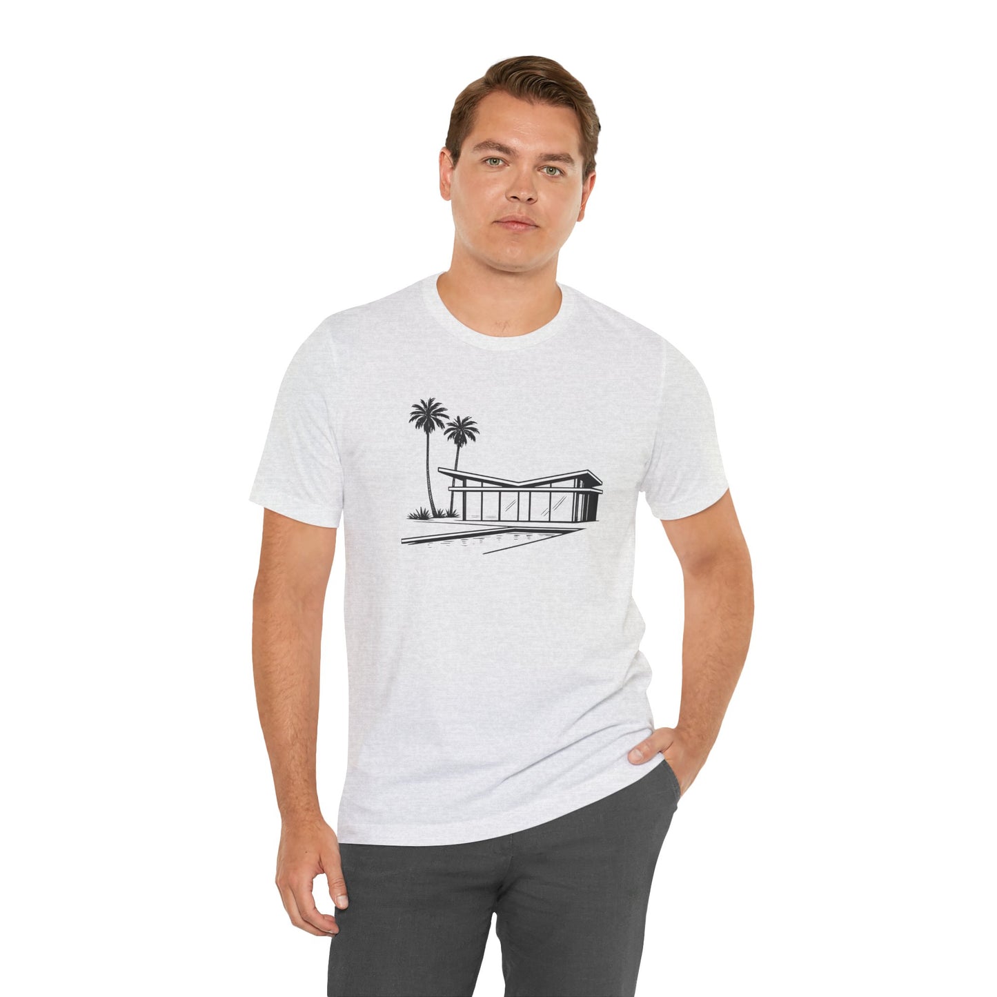 Mid-Century Modern House Tee Mid Century Icons series— Palm Tree Architectural Graphic Shirt, Mid Century modern, Palm Springs