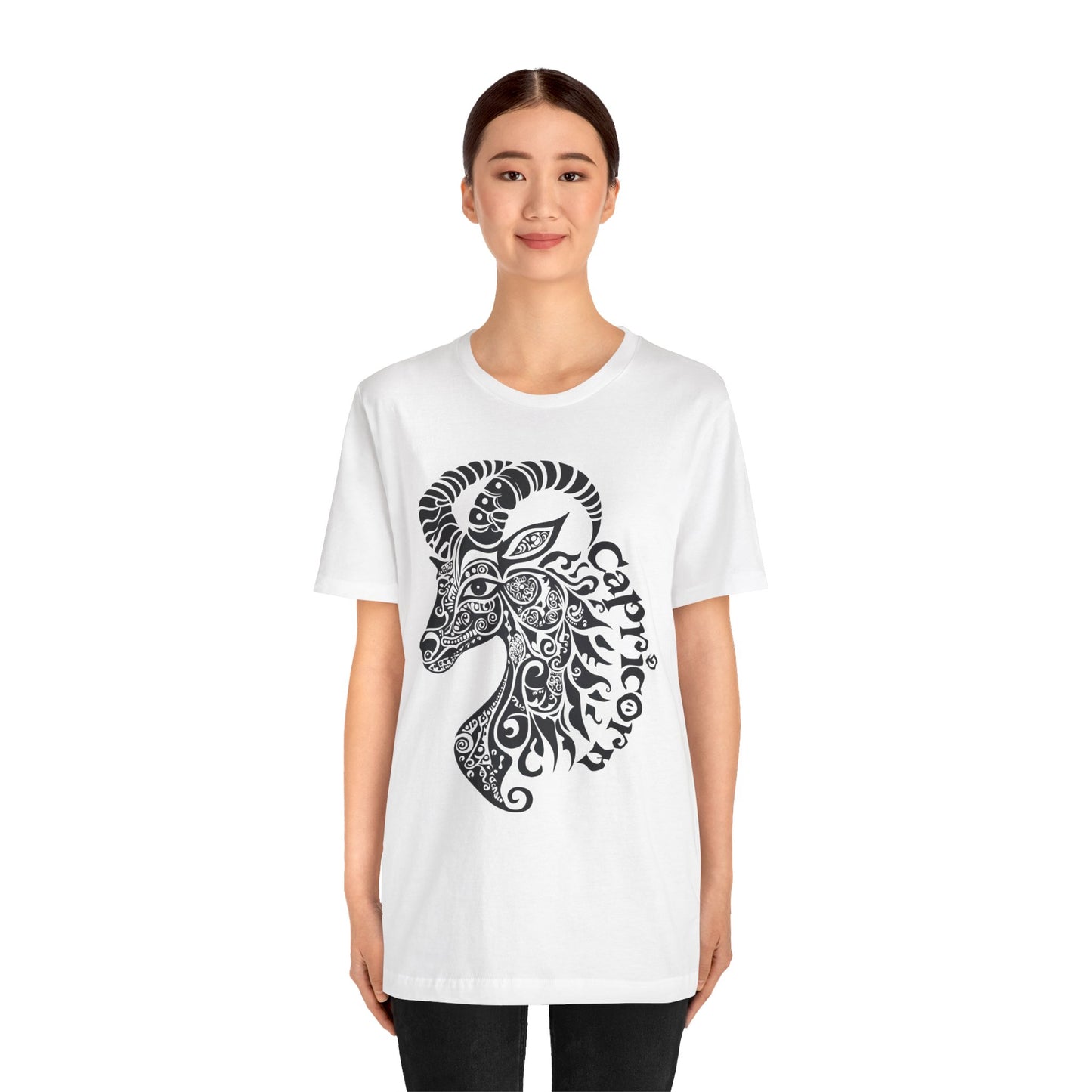 Capricorn with black graphic Unisex Jersey Short Sleeve Tee