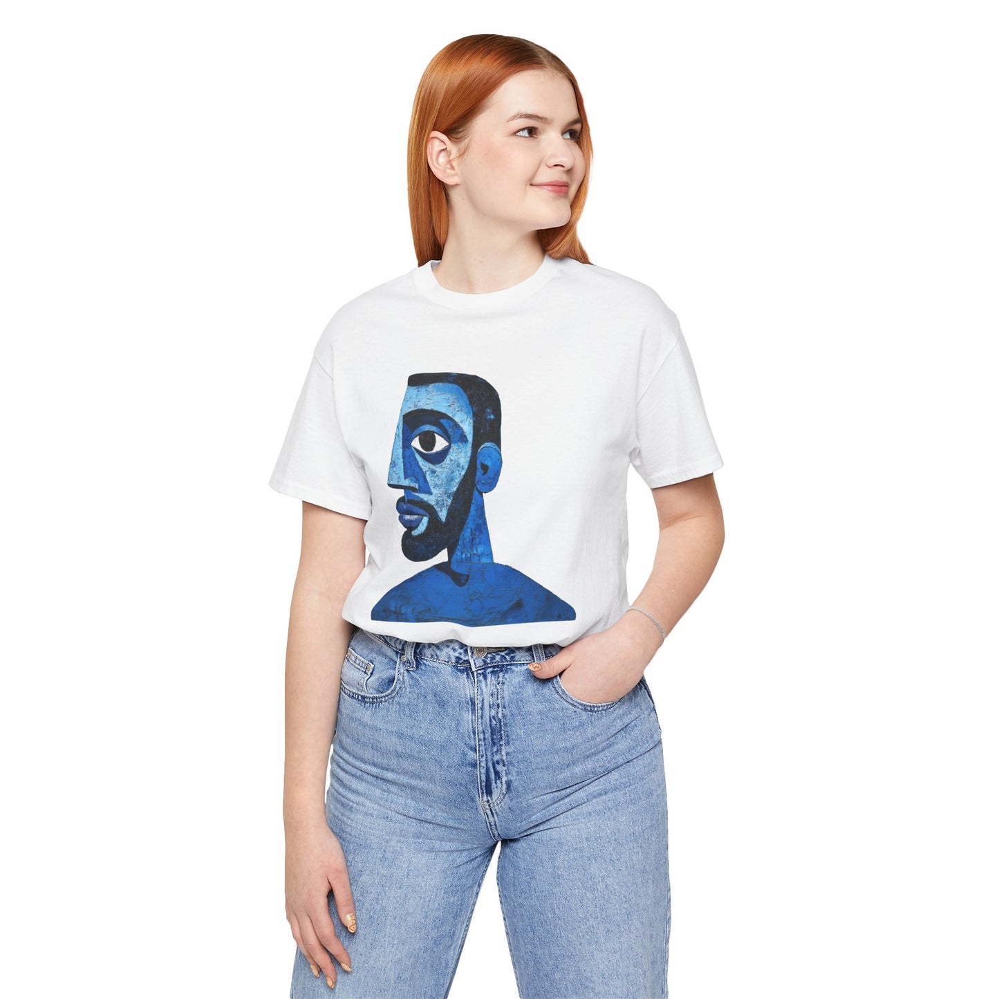 Abstract Artistic Blue Portrait Unisex Jersey Tee