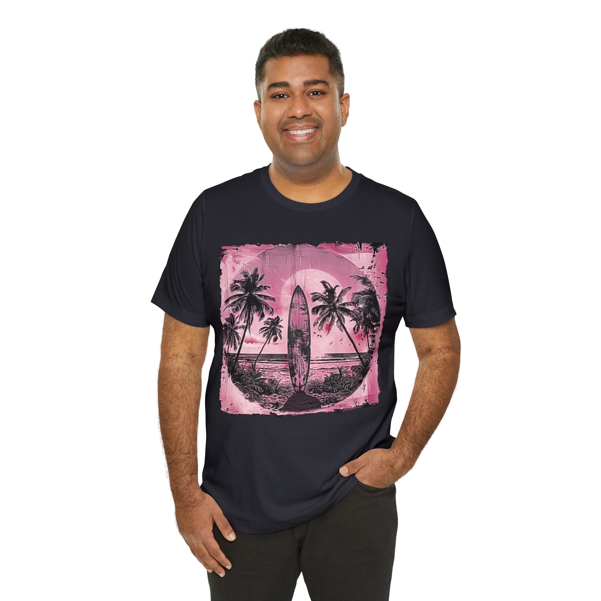Pink vintage surfboard Unisex Jersey Short Sleeve Tee