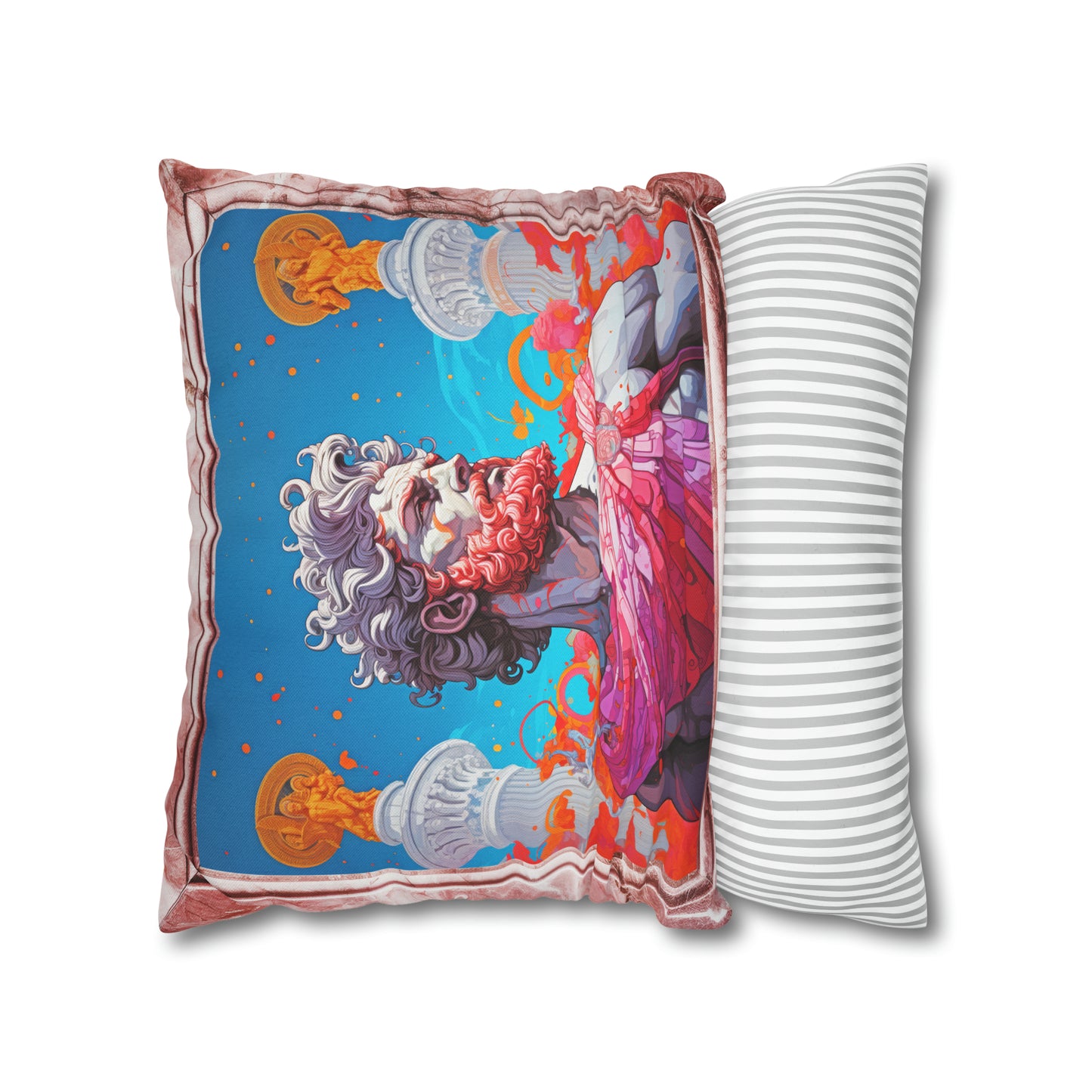 Hercules in pink toga and faux marble frame 18"x18"  Square Pillow Case