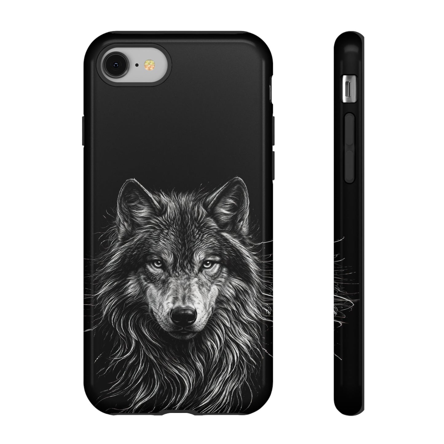 Wolf drawing Phone Case - Tough and Stylish Black Design