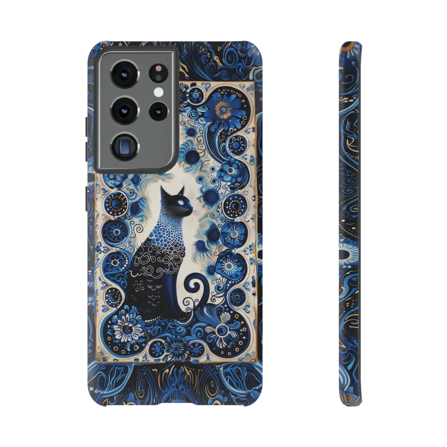 Black cat in frame Tough Cases