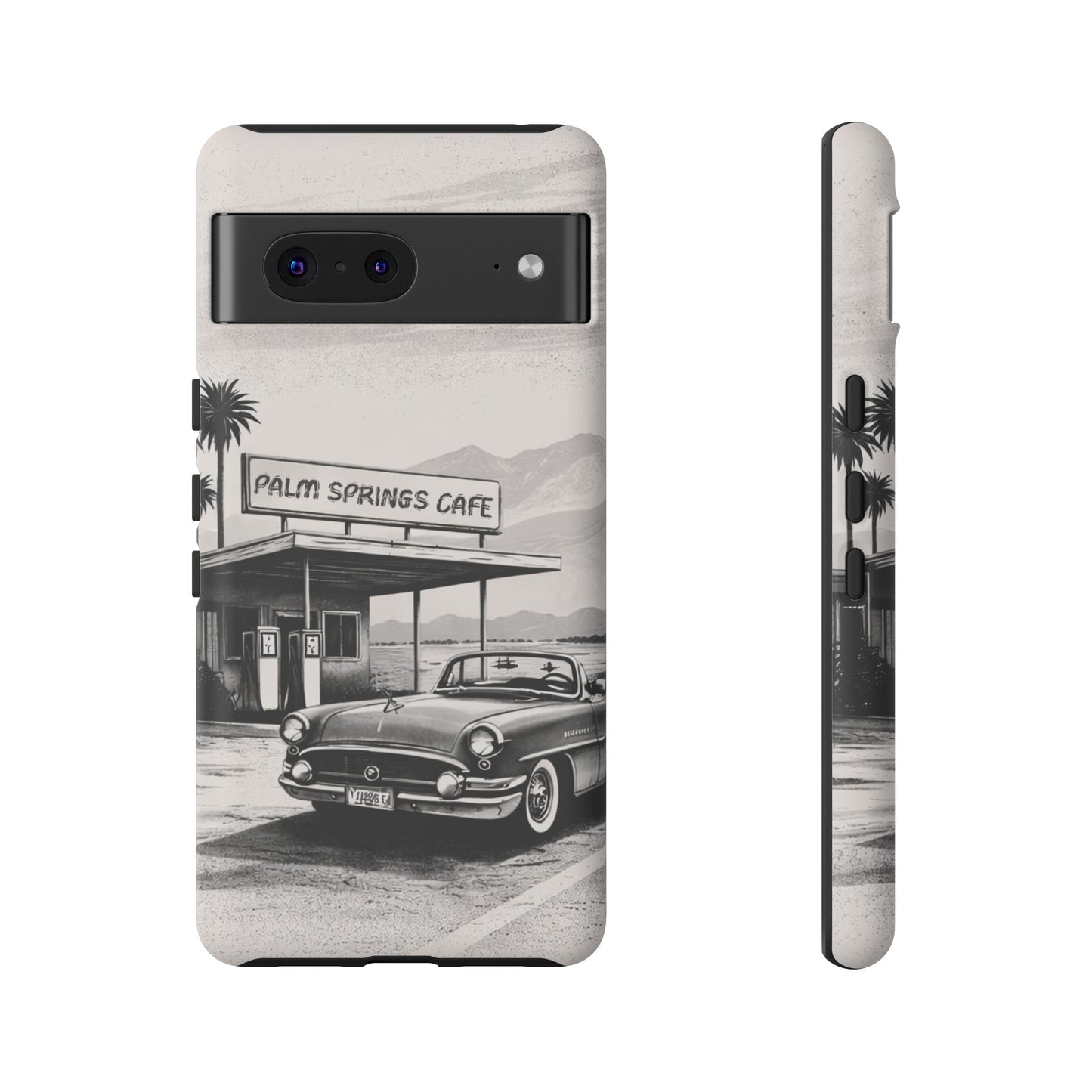 Vintage Palm Springs Cafe Phone Case – Retro Convertible Roadtrip Design