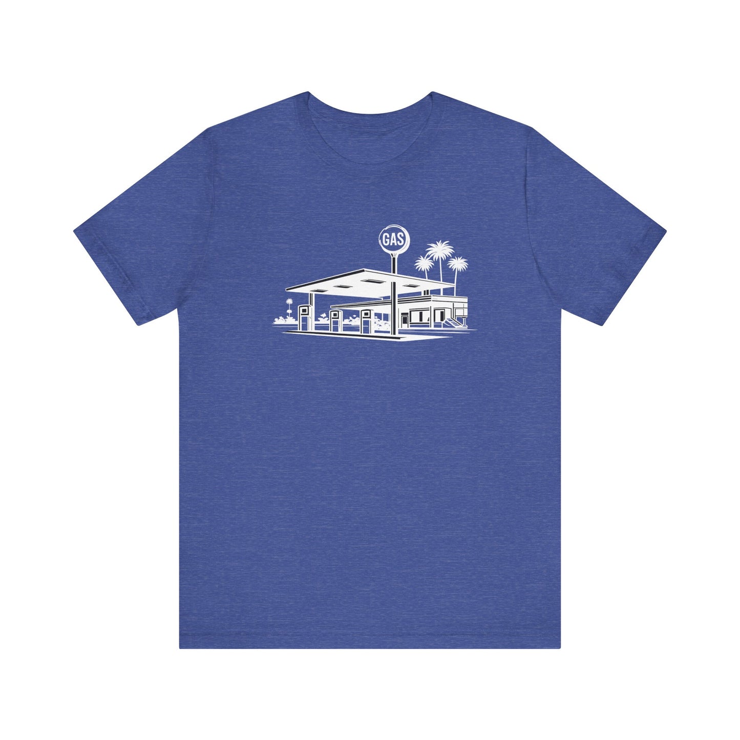 Mid Century Gas Station Graphic Tee, Icons of Mid Century series — Retro Desert Pump Illustration T-Shirt, Palm Springs Modern