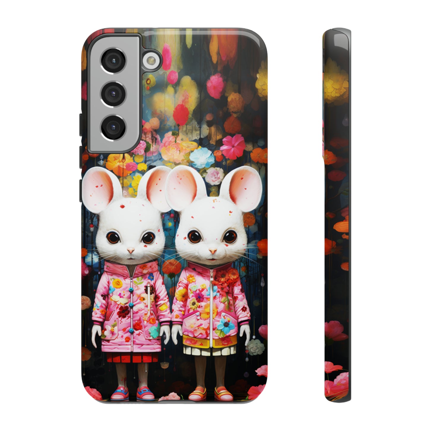 Two mice and flowers Tough Cases