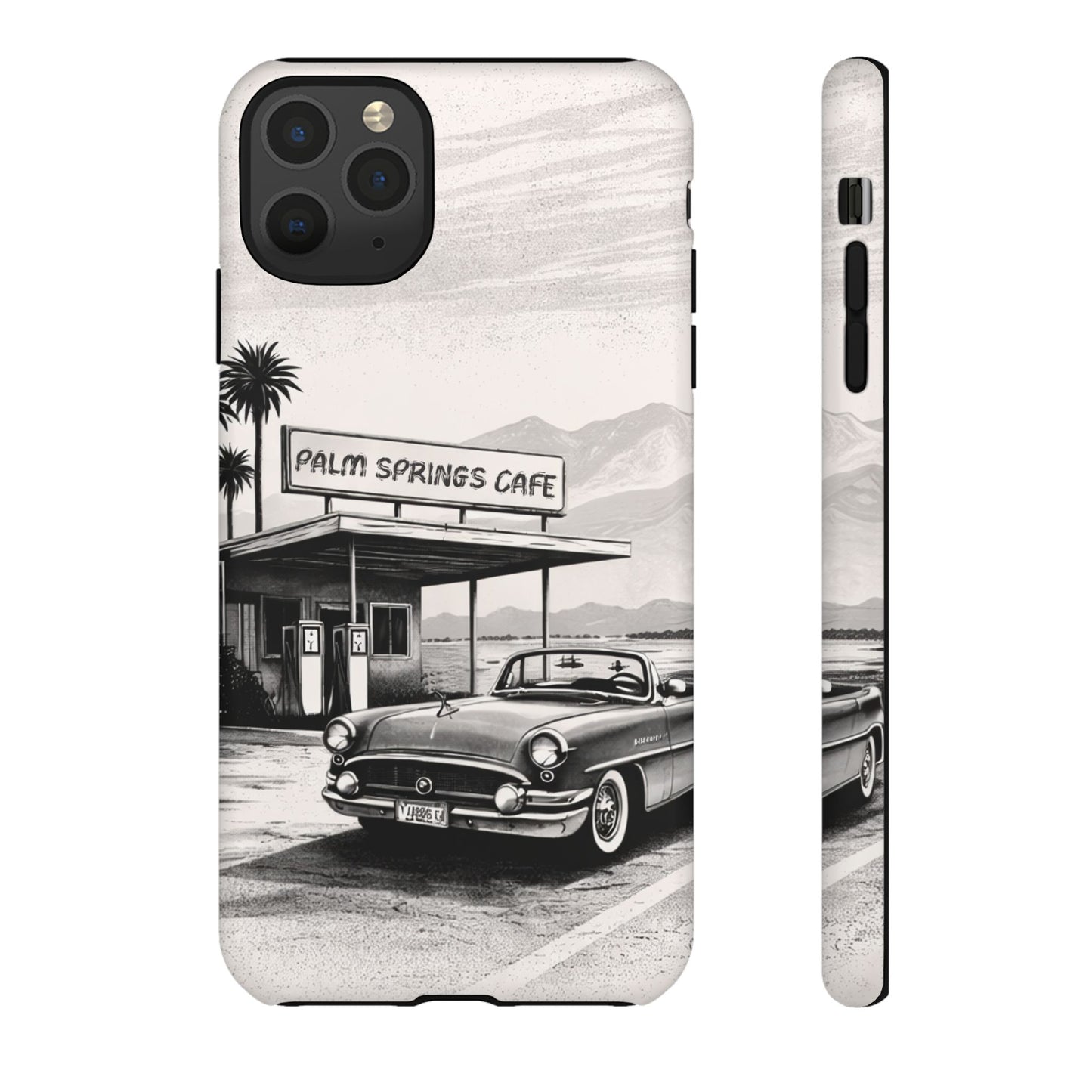 Vintage Palm Springs Cafe Phone Case – Retro Convertible Roadtrip Design