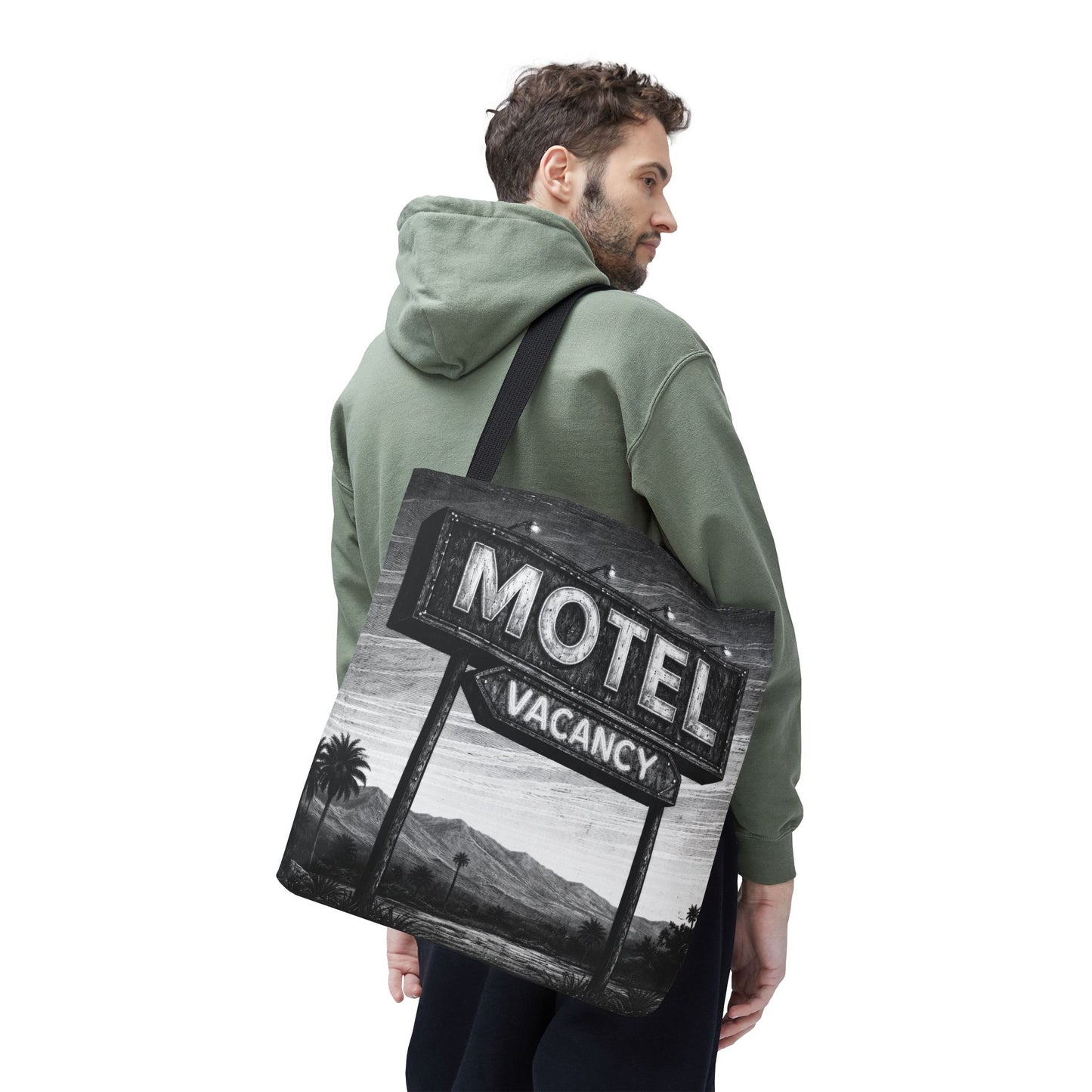 Retro Tote Bag — Vintage Palm Springs 'MOTEL VACANCY' Black & White Roadside Sign Tote, Desert  Vibes