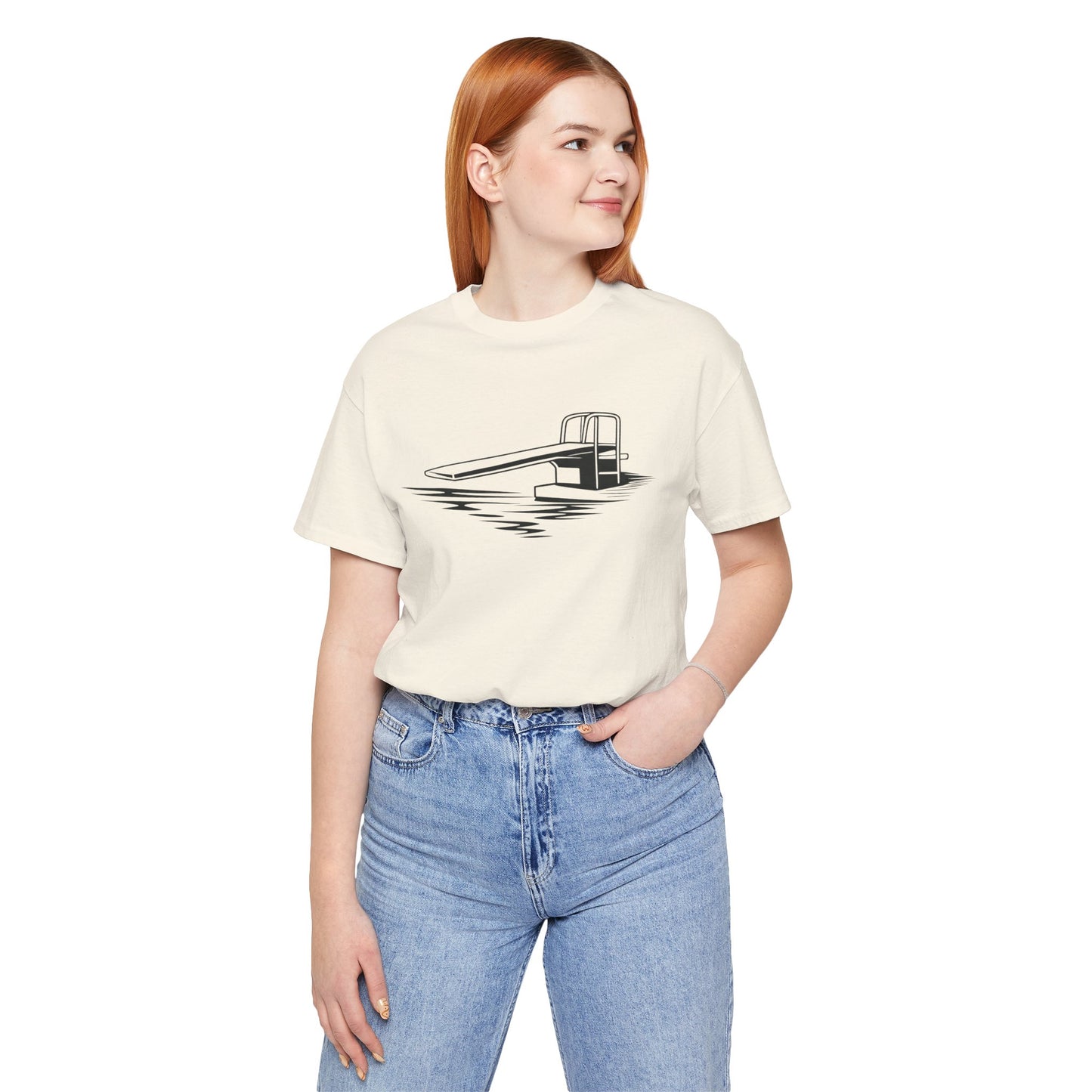 Desert Modern Icons series, Diving board graphic Unisex Jersey Short Sleeve Tee, Vintage Palm Springs