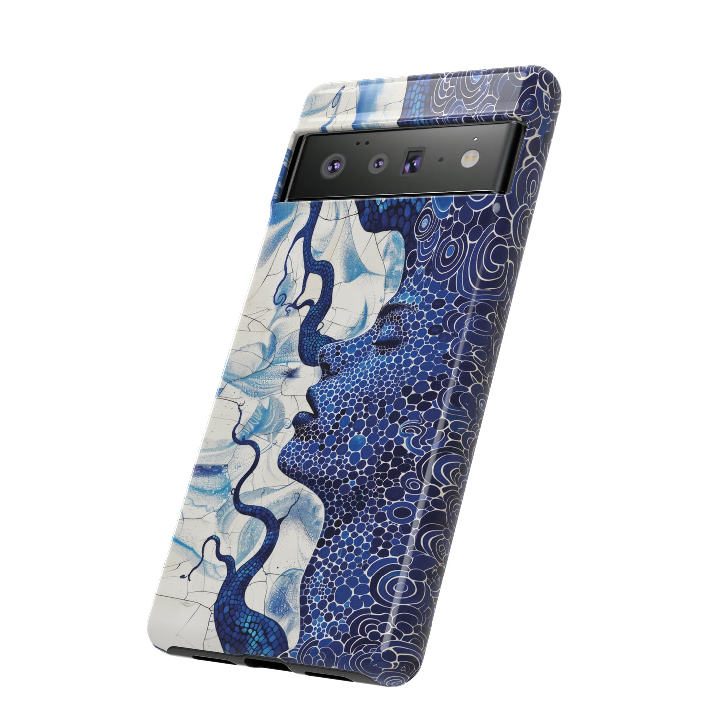 Phone Case, blue woman Artistic design, Tough Case, Colorful whimsical fantasy design, iPhone 15, 14, 13, 12, 11, Samsung, Pixel