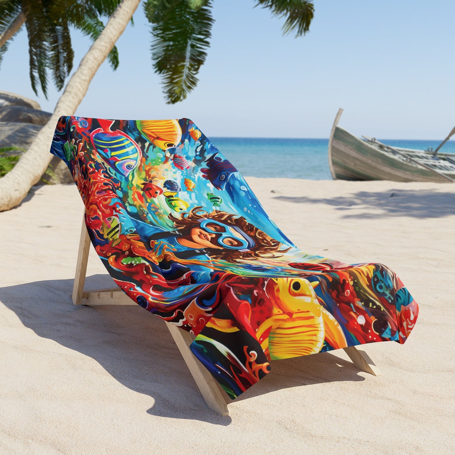 Swimming with the fish Beach Towel in two sizes