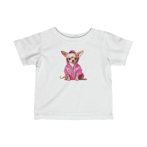 Pink Hoodie puppy Chihuahua Infant Fine Jersey Tee