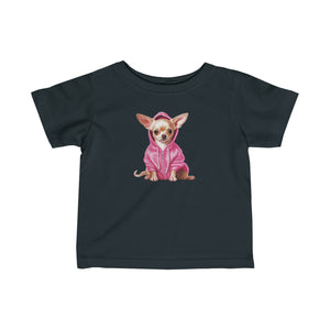 Pink Hoodie puppy Chihuahua Infant Fine Jersey Tee