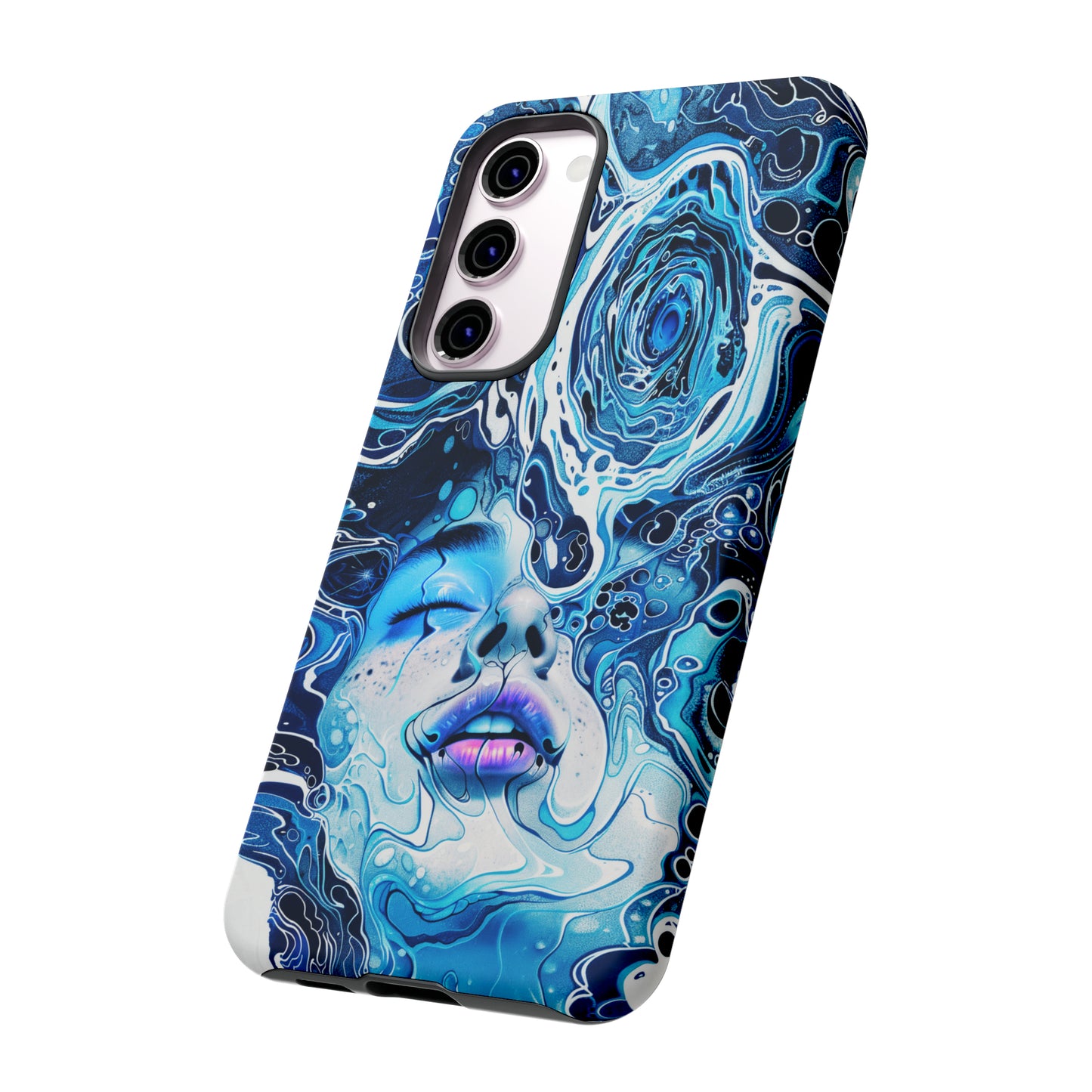 Phone Case, whimsical water fantasy design, blue woman in water, Artistic design, Tough Case, , iPhone 15, 14, 13, 12, 11, Samsung, Pixel
