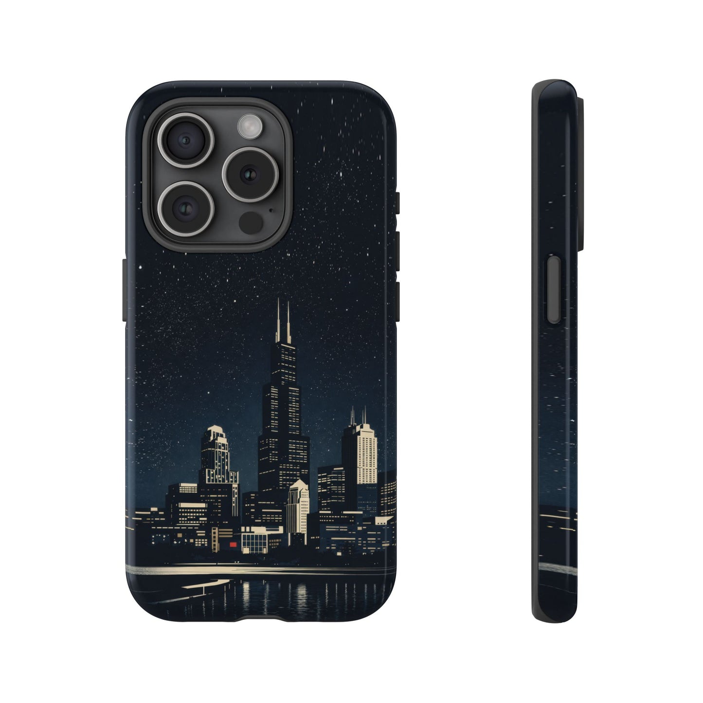 Chicago City Skyline Tough Phone Case – Nighttime Chicago Skyscraper Design