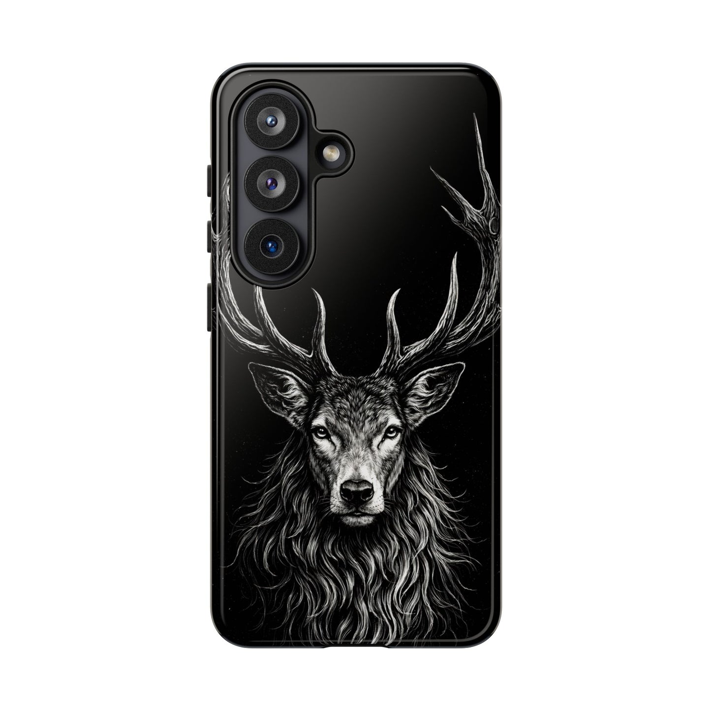 Stag Head drawing Phone Case — Chalk drawing on black of a Deer Protective Phone Cover