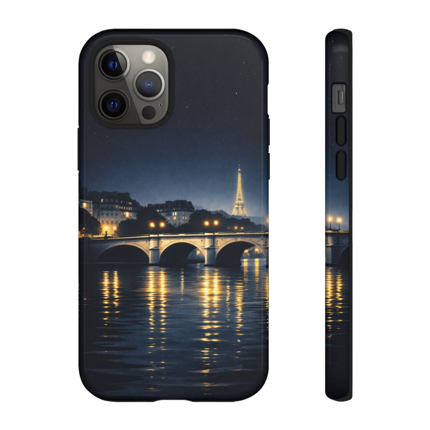 Paris Night Skyline Tough Phone Case — Eiffel Tower Reflections