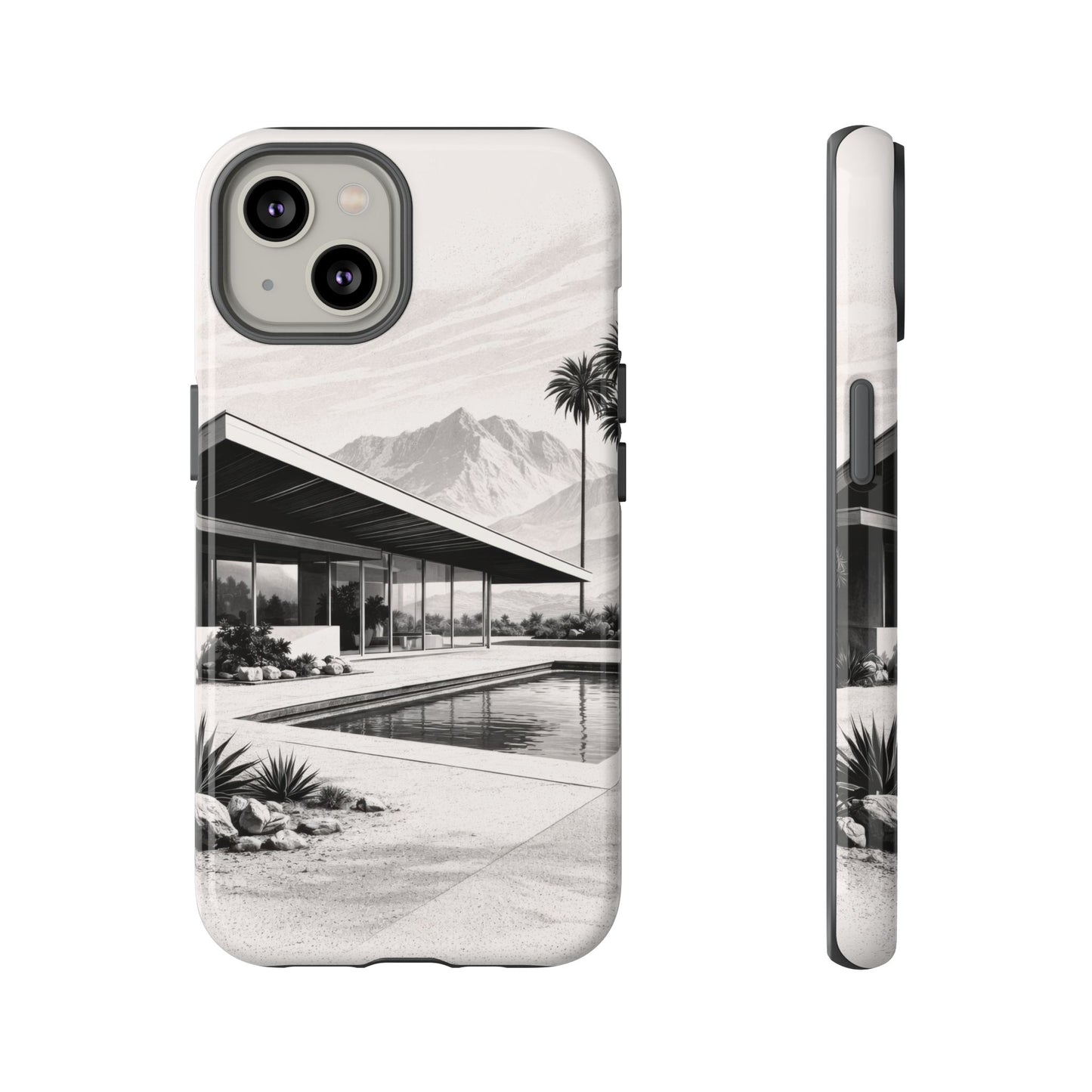 Mid-Century Palm Springs Phone Case – Retro Modern Desert House Design