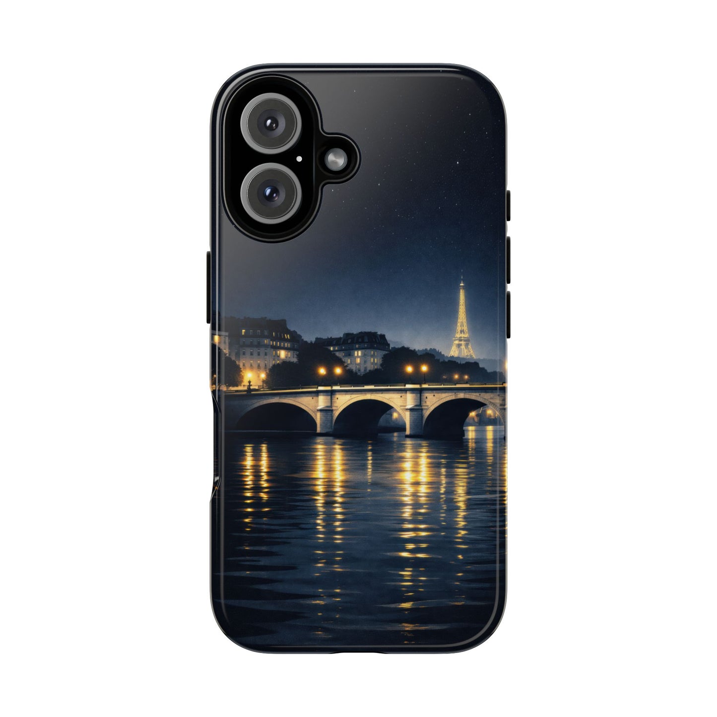 Paris Night Skyline Tough Phone Case — Eiffel Tower Reflections