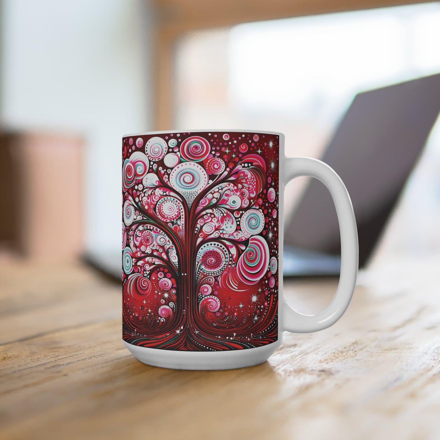 Mug 15oz Red Swirl Night