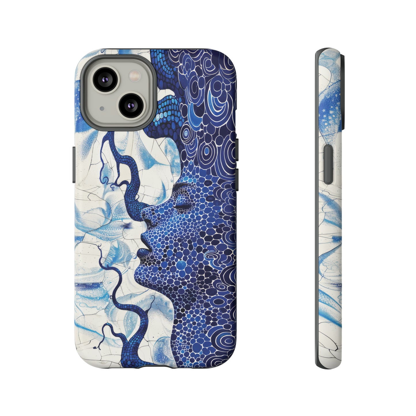 Phone Case, blue woman Artistic design, Tough Case, Colorful whimsical fantasy design, iPhone 15, 14, 13, 12, 11, Samsung, Pixel