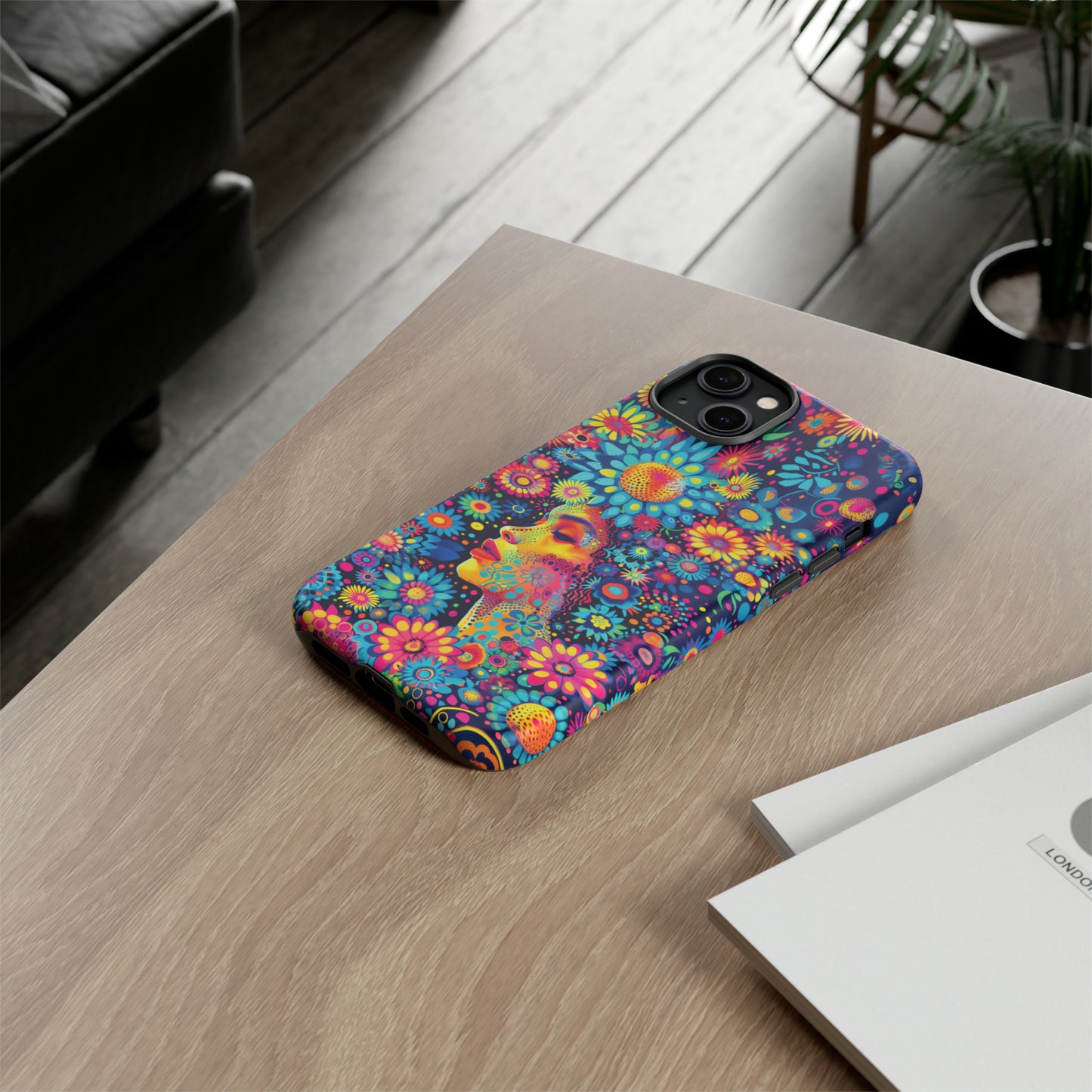 Phone Case, whimsical flower girl, Artistic design, Tough Case, Colorful flower fantasy design, iPhone 15, 14, 13, 12, 11, Samsung, Pixel