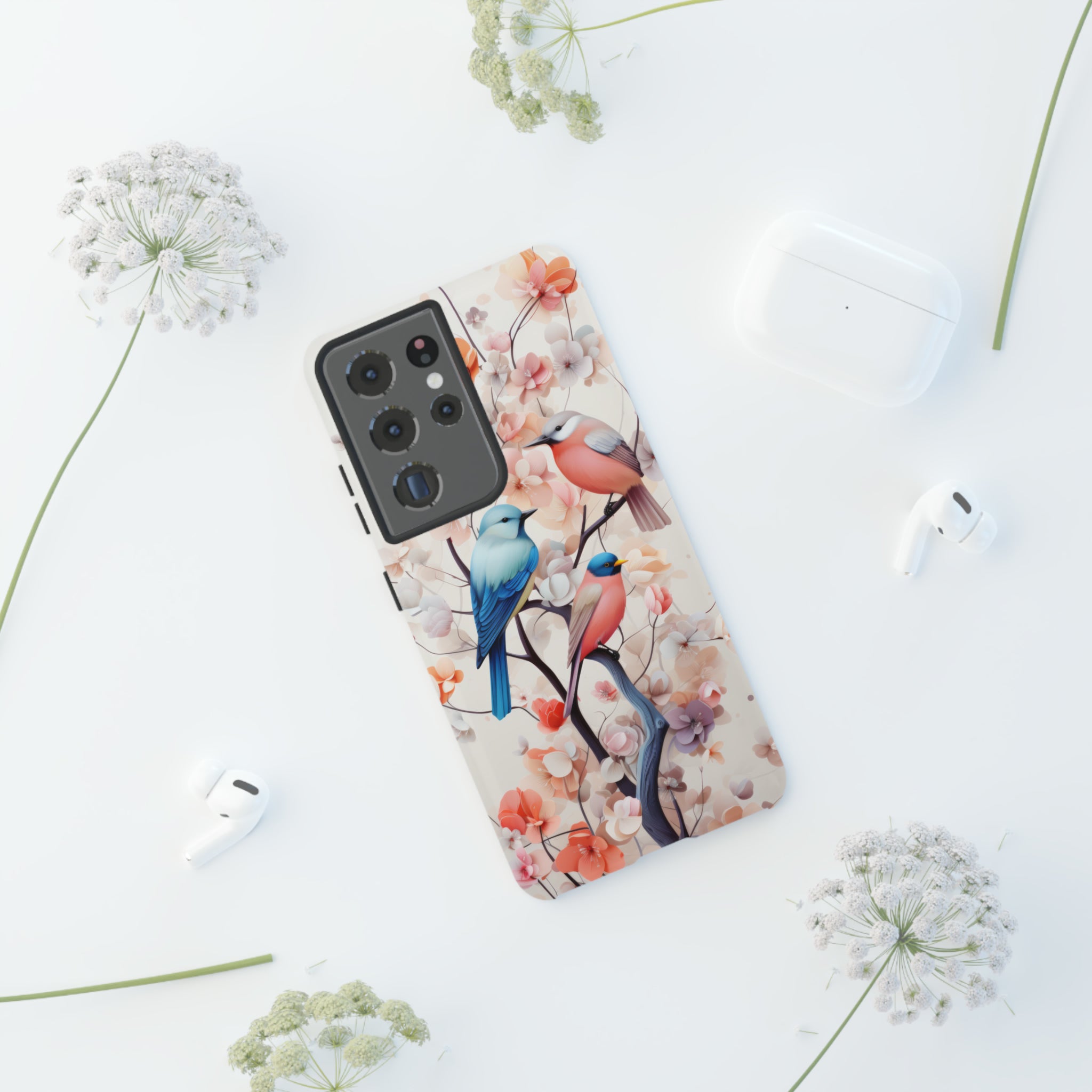 Three birds on a branch water color Tough Cases