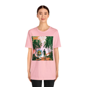 Beach scene with Locals Only stamp Unisex Jersey Short Sleeve Tee