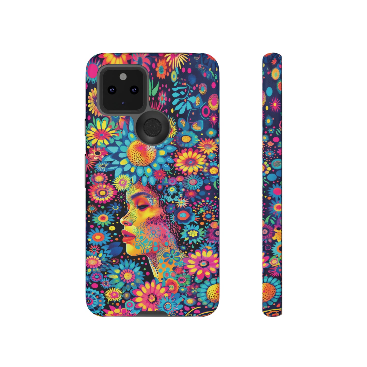 Phone Case, whimsical flower girl, Artistic design, Tough Case, Colorful flower fantasy design, iPhone 15, 14, 13, 12, 11, Samsung, Pixel