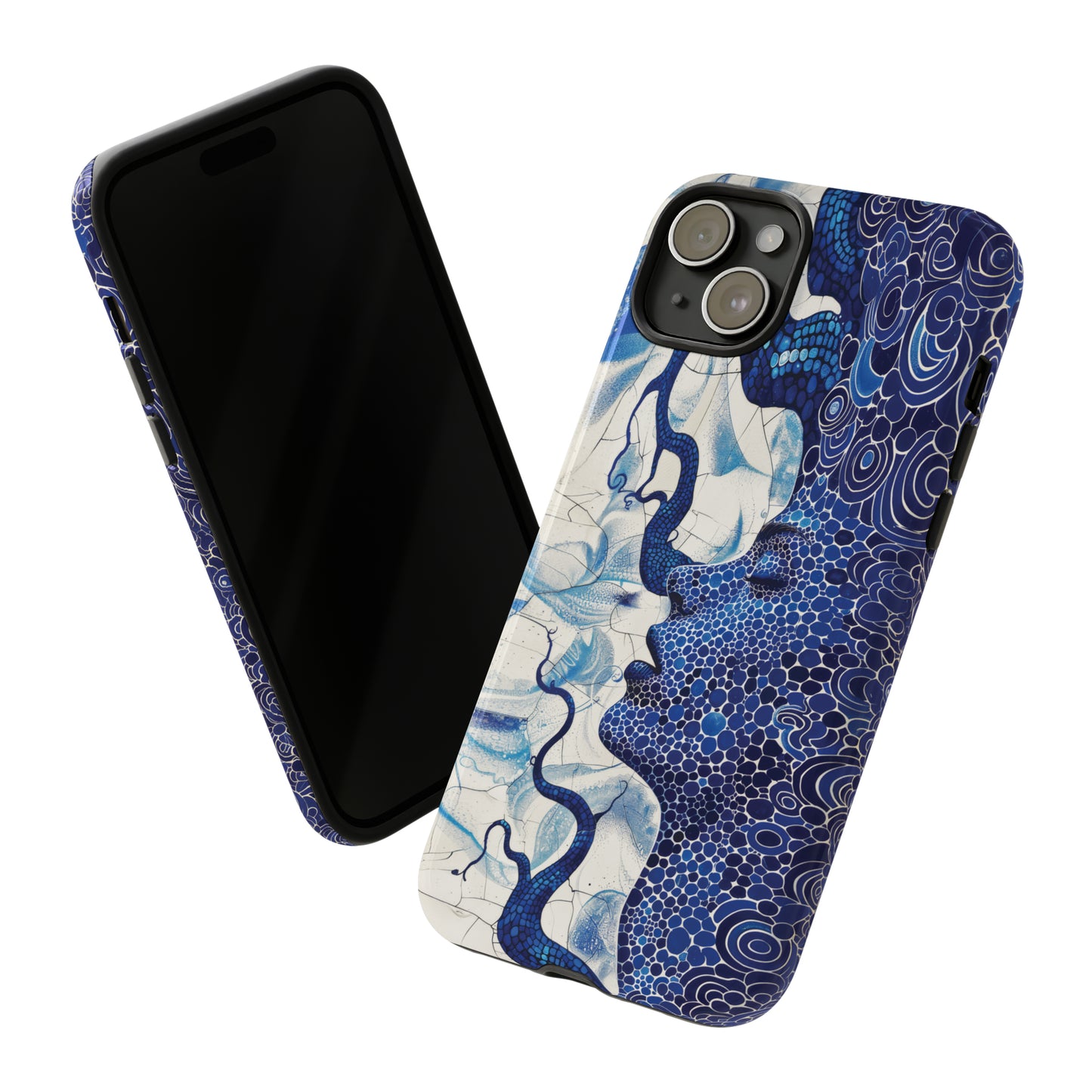 Phone Case, blue woman Artistic design, Tough Case, Colorful whimsical fantasy design, iPhone 15, 14, 13, 12, 11, Samsung, Pixel