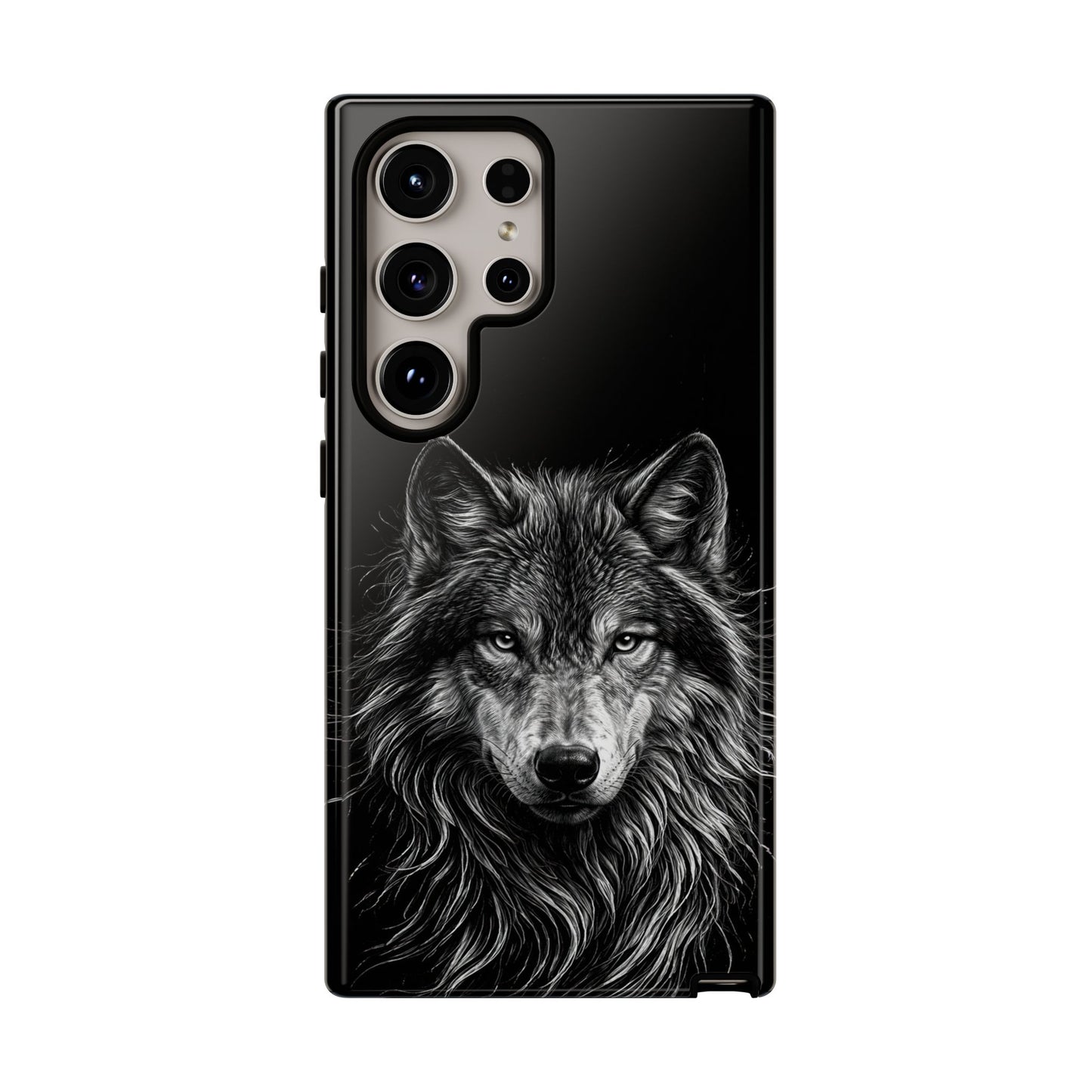 Wolf drawing Phone Case - Tough and Stylish Black Design