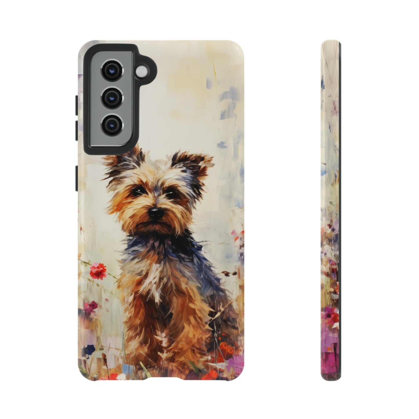 Yorkie in flowers Tough Cases