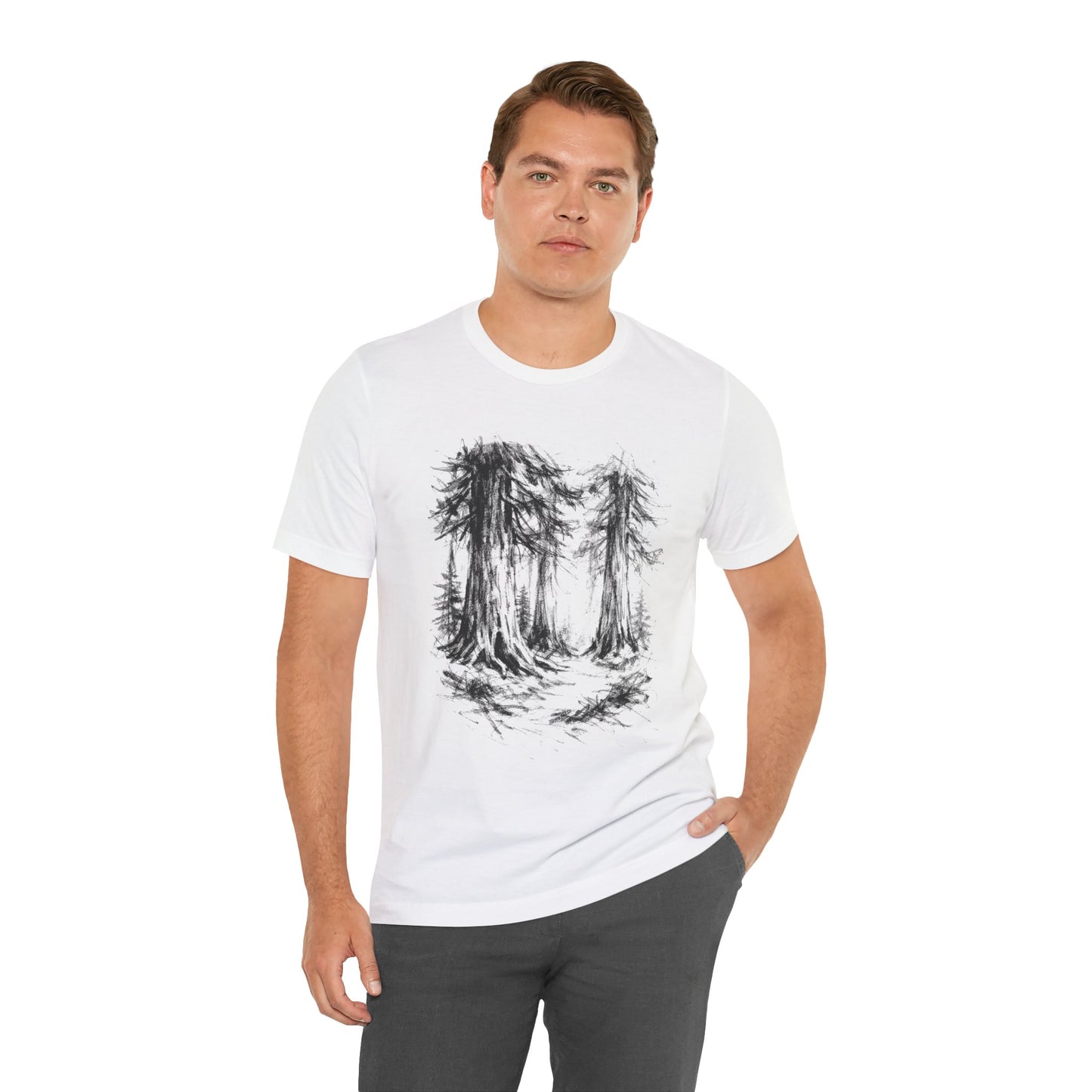 Forest Sketch Tee — Hand-Drawn Redwoods Graphic T-Shirt