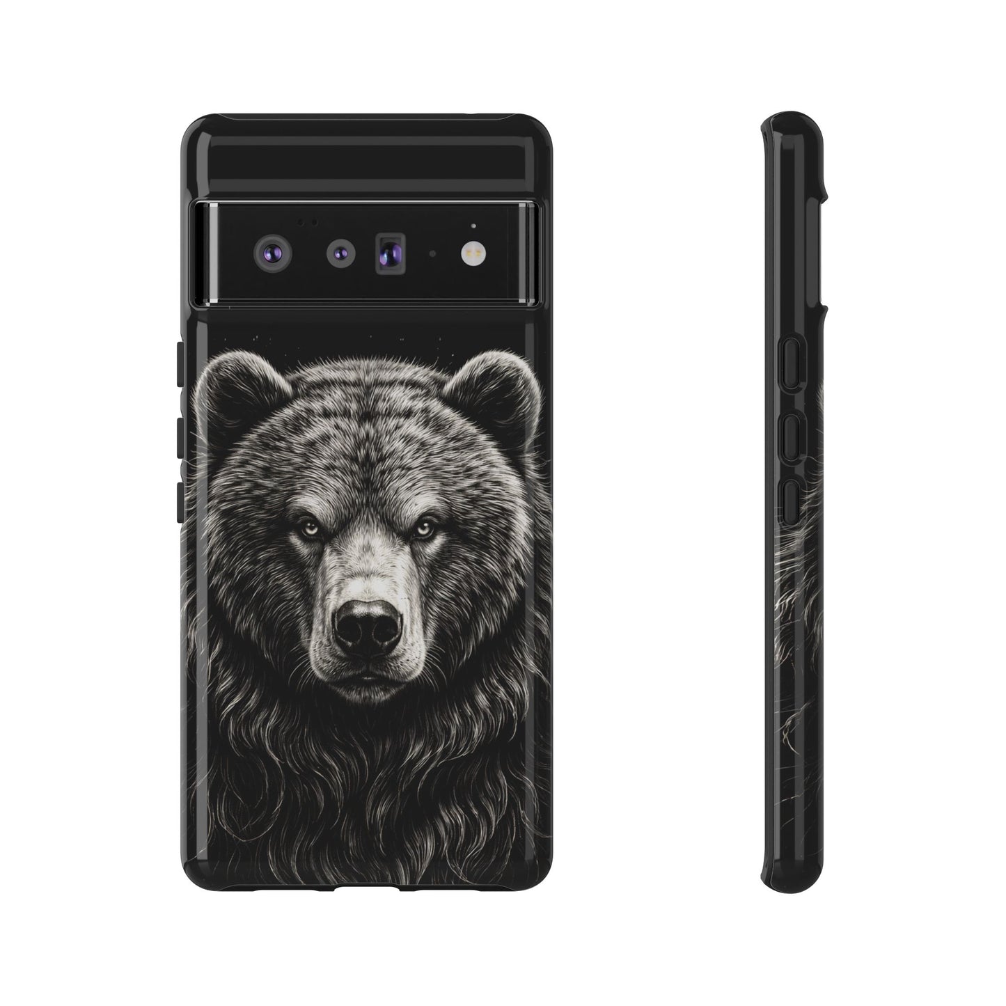 Sketch of a Bear Face Tough Phone Case – Rugged Wild Bear Phone Cover