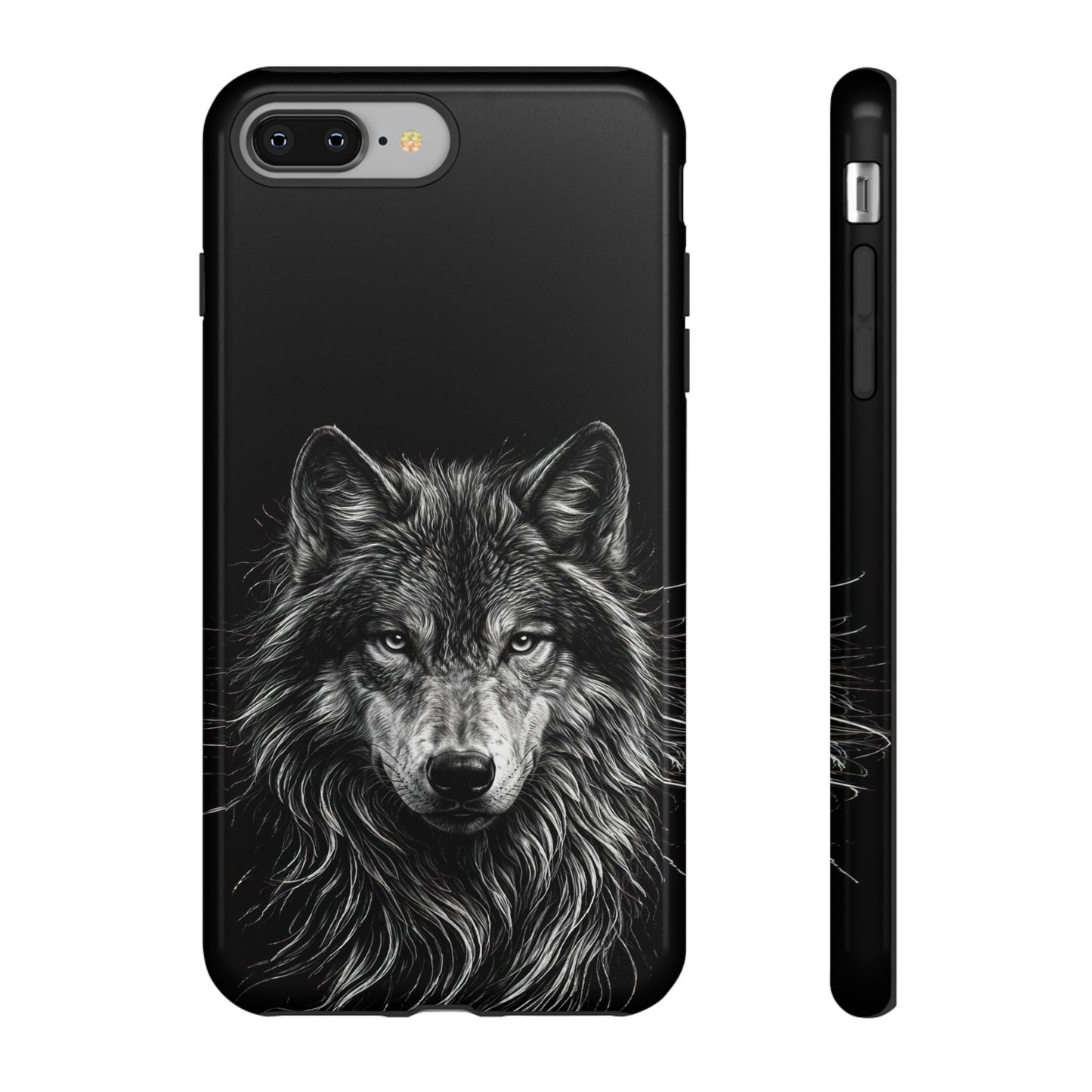 Wolf drawing Phone Case - Tough and Stylish Black Design