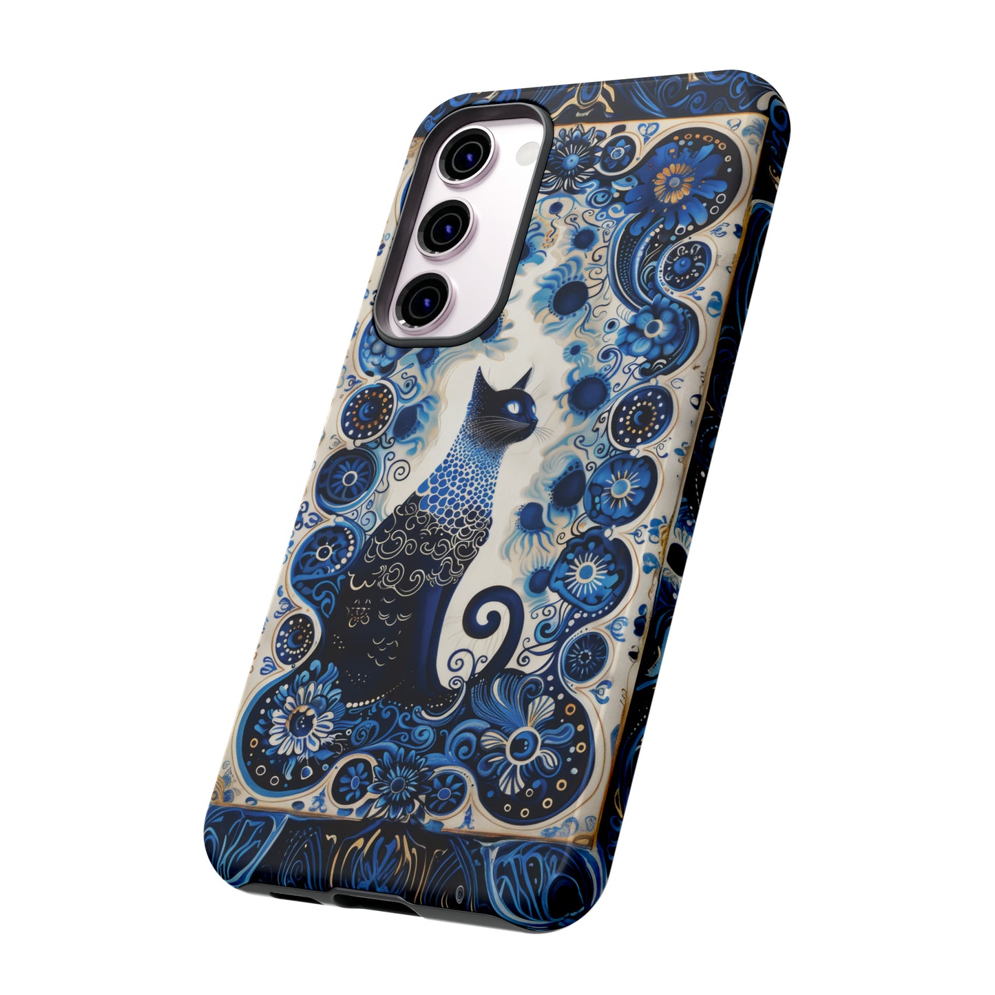 Black cat in frame Tough Cases