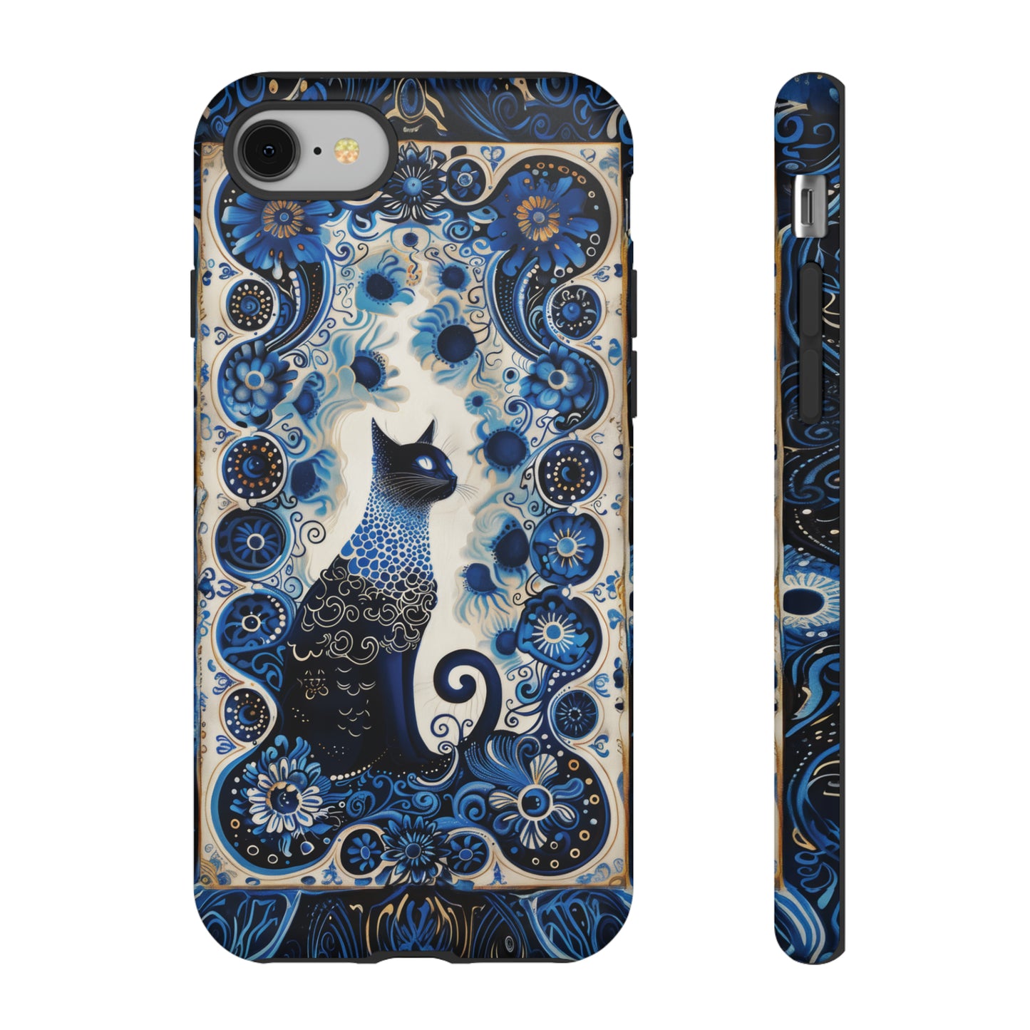 Black cat in frame Tough Cases