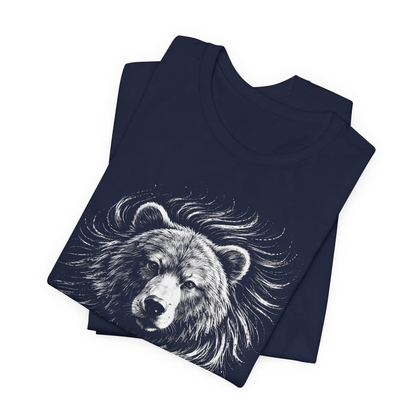 Grizzly Bear Portrait T-Shirt | Hand-Drawn Wildlife Tee in chalk style