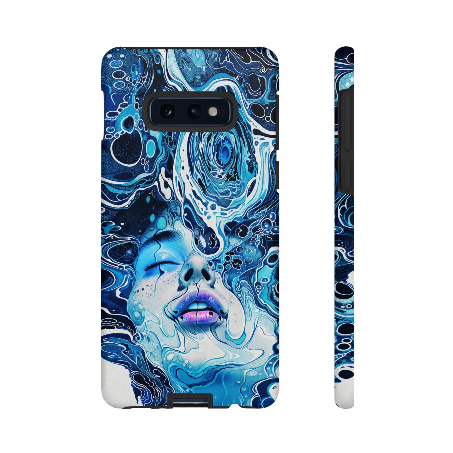 Phone Case, whimsical water fantasy design, blue woman in water, Artistic design, Tough Case, , iPhone 15, 14, 13, 12, 11, Samsung, Pixel